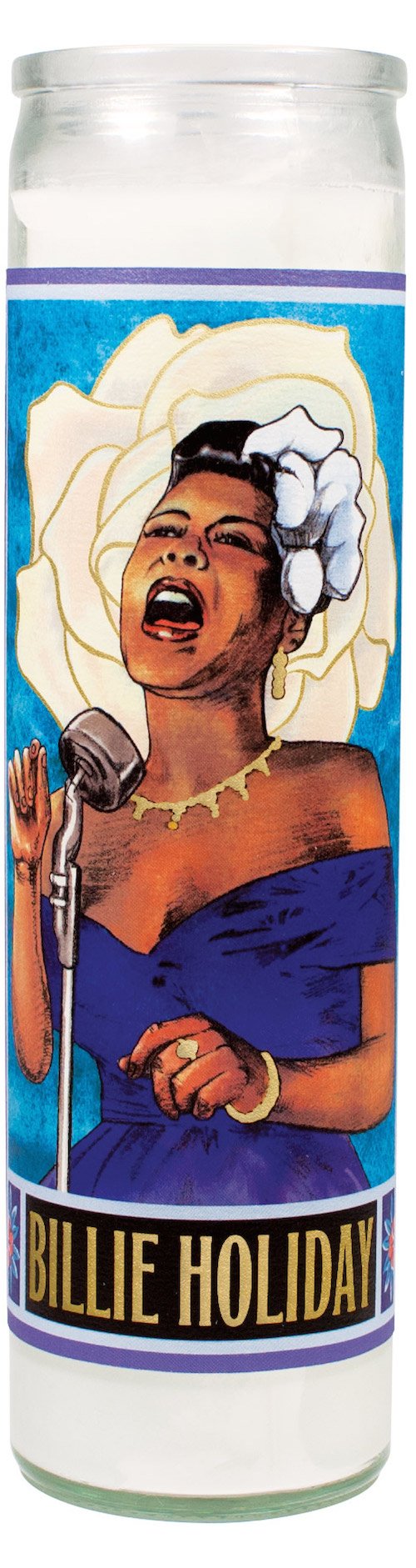 Billie Holiday Secular Saint Candle - 8.5 Inch Tall Glass Prayer Votive - Made in The USA