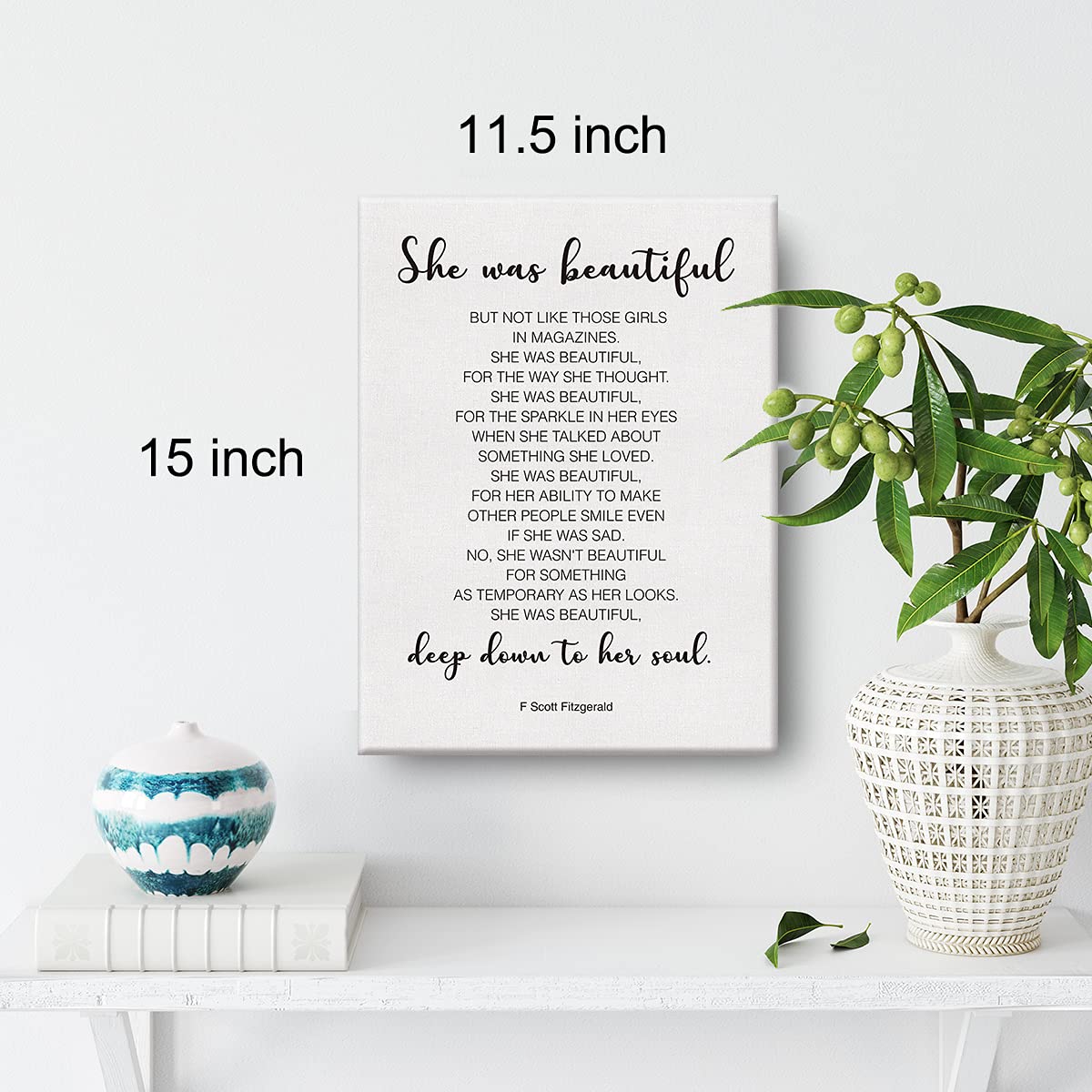 Inspirational Wall Decor She Was Beautiful F. Scott Fitzgerald Quote Canvas Painting Prints For Home Dining Room Living Room Wal