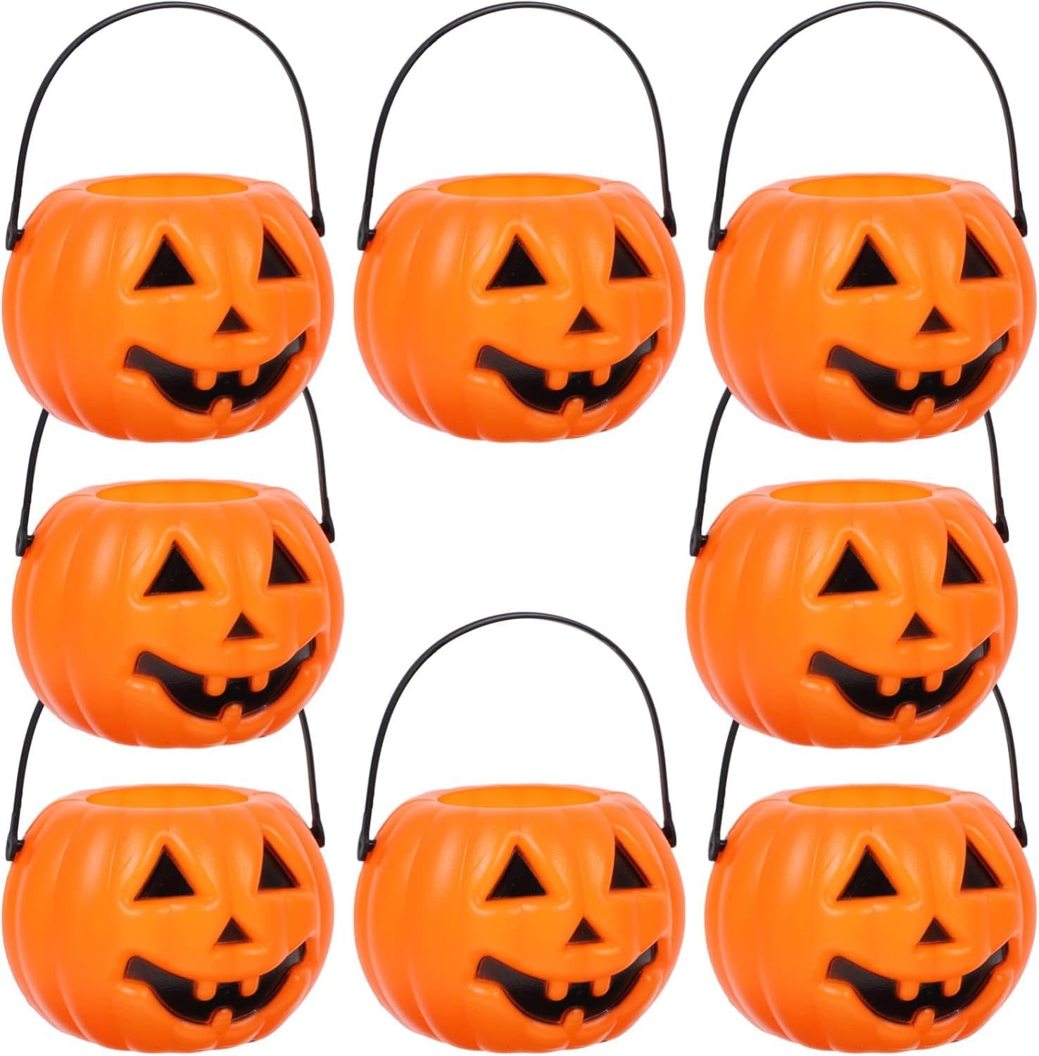 PATKAW Halloween Trick or Treat Pumpkin Bucket: 8 Pcs 8.5x5.5x4.5cm Halloween Pumpkin Bucket Jack O Lantern Candy Basket Mini Po