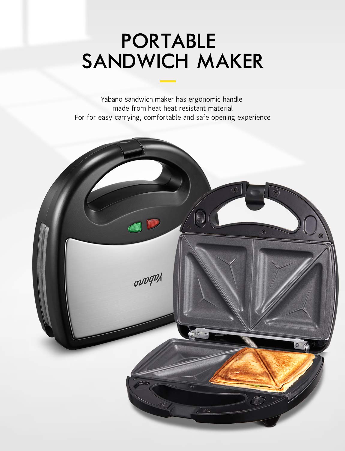 Yabano Sandwich Maker  3 in 1 Waffle Maker  Toaster and Electric Panini Press Grill with Non-stick Coating Plate  Easy to Clean  Heating Up Fast