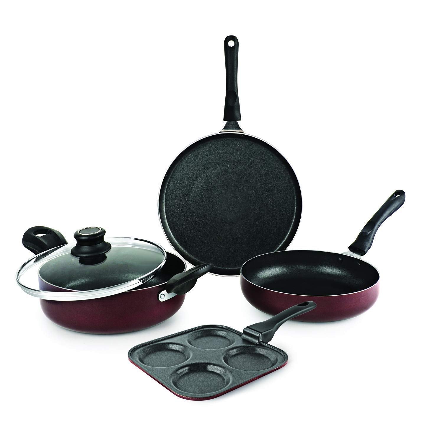 Cello Prima Uttapam Non Stick Aluminium Cookware Combo, (Red, Cherry)
