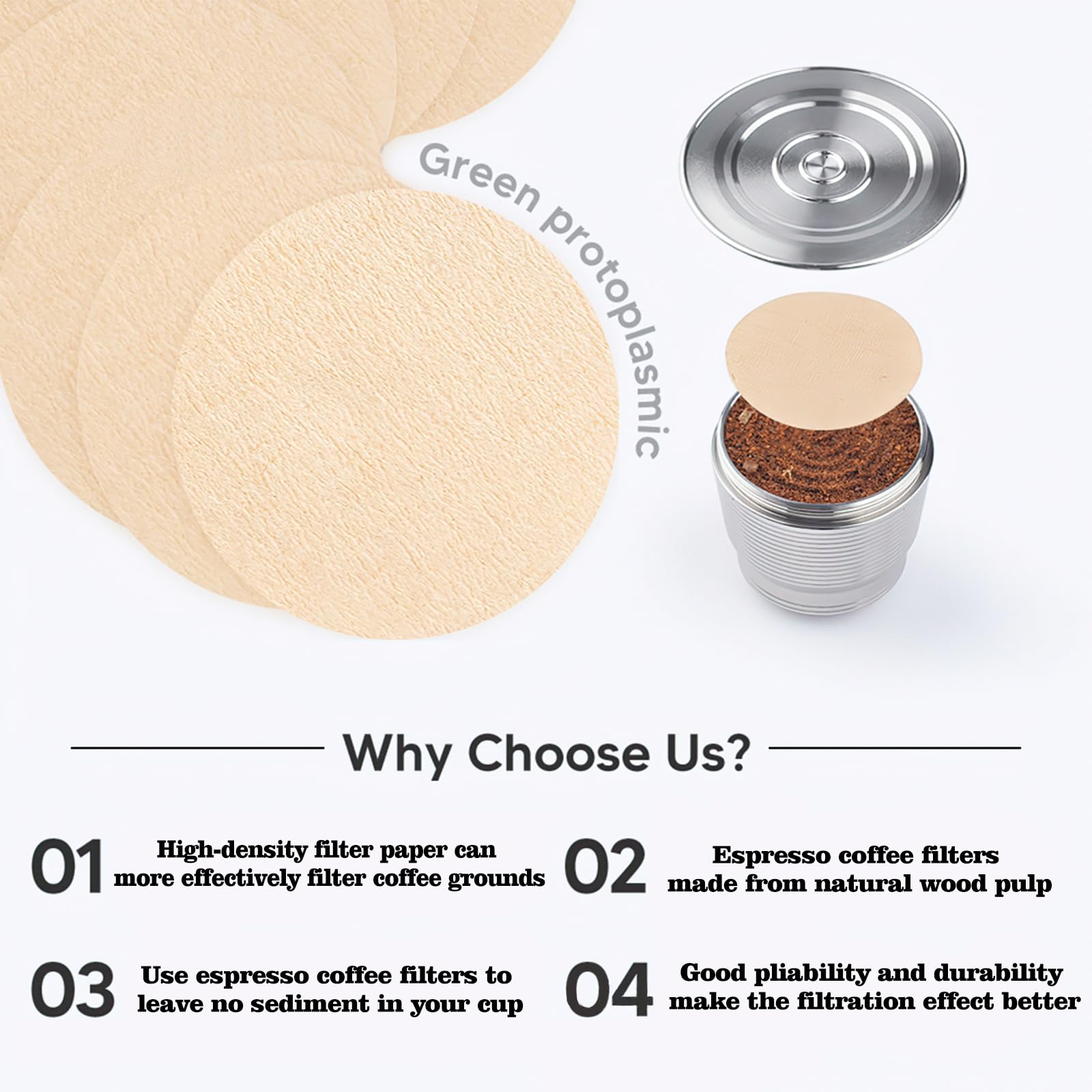 800 Count Espresso Coffee Filters, 53 Mm Unbleached Round Coffee Paper Filter For Espresso Machine, Disposable Coffee Filter Com