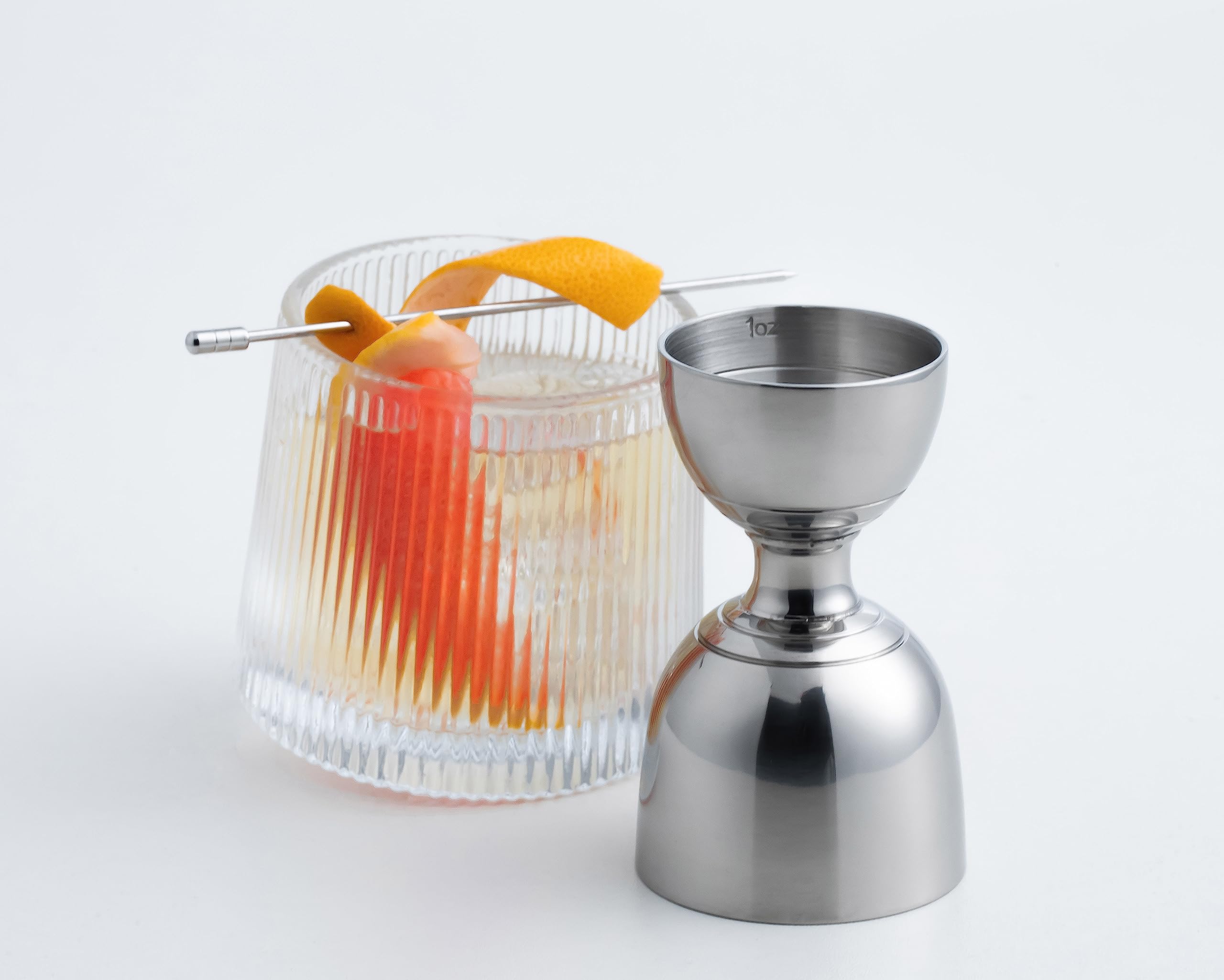 Derrison Bell Jigger Stainless Steel Bar Tool With 0.5Oz, 1Oz, 1.5Oz And 2Oz Measuring Marks, Mirror Polished Finish, One Jigger