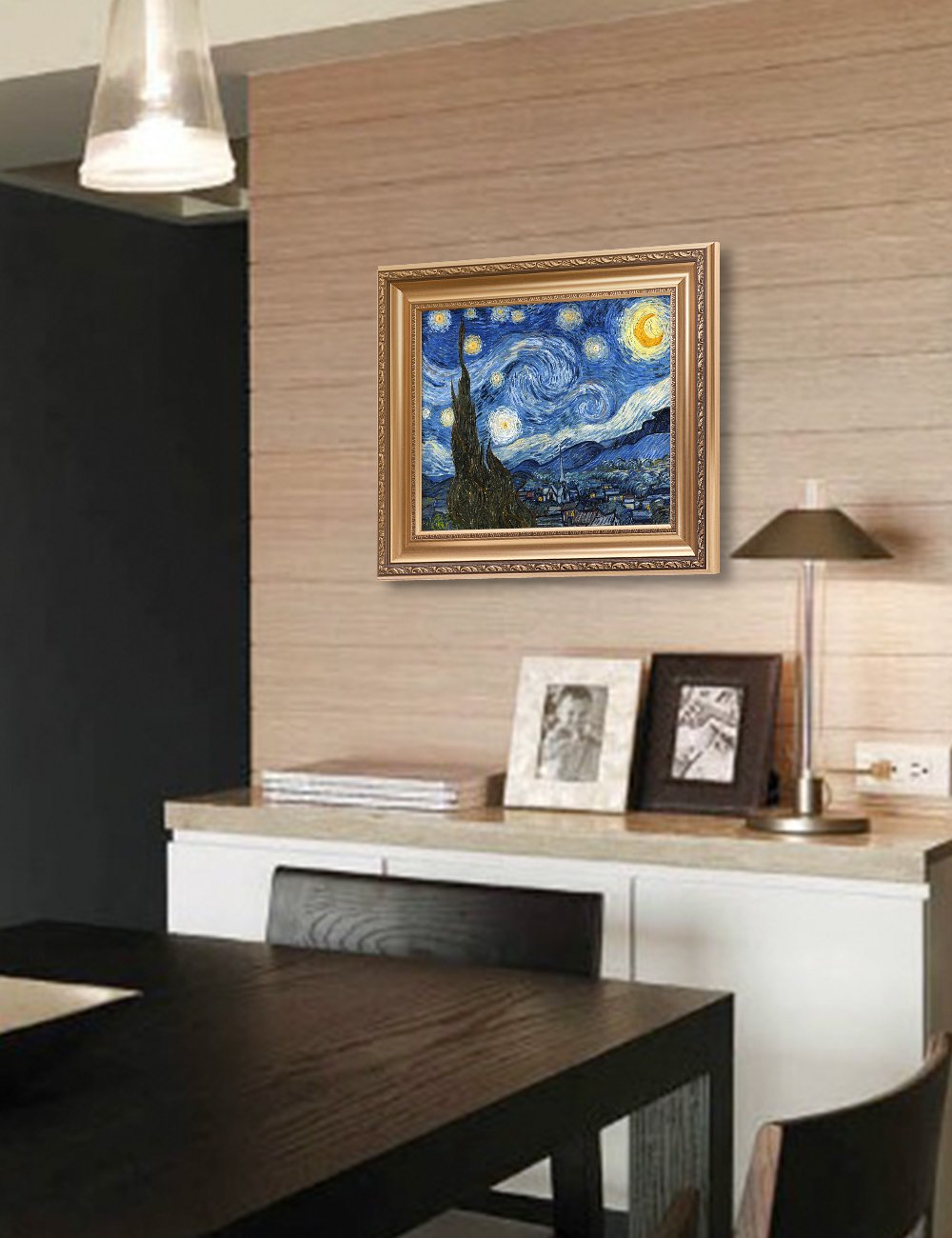 Decorarts - Starry Night, Vincent Van Gogh Art Reproduction. Giclee Prints Match With Golden Framed For Wall Decor. Picture Size