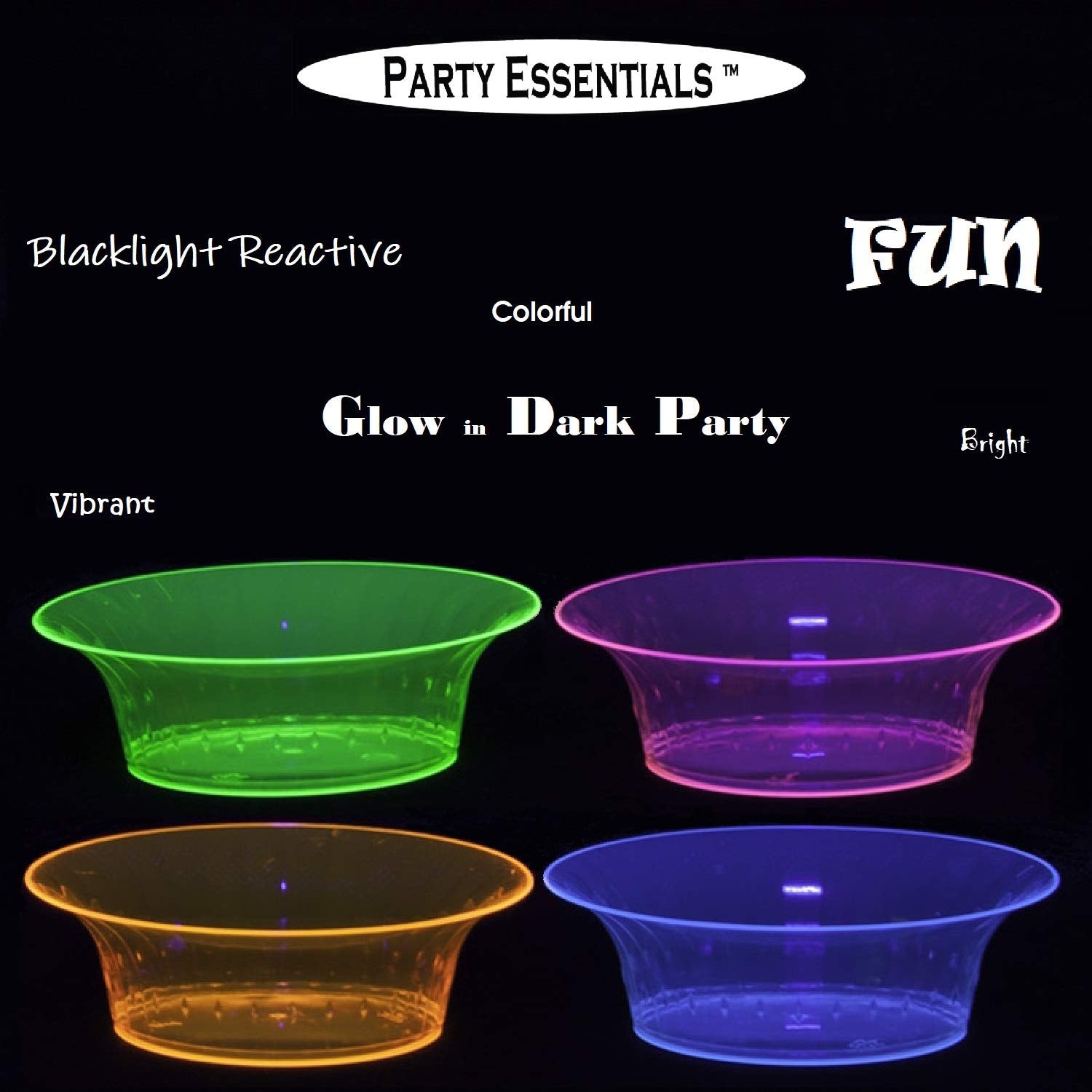 Party Essentials Salad/Snack Bowls, Hard Plastic, 10 Oz, Assorted Neon