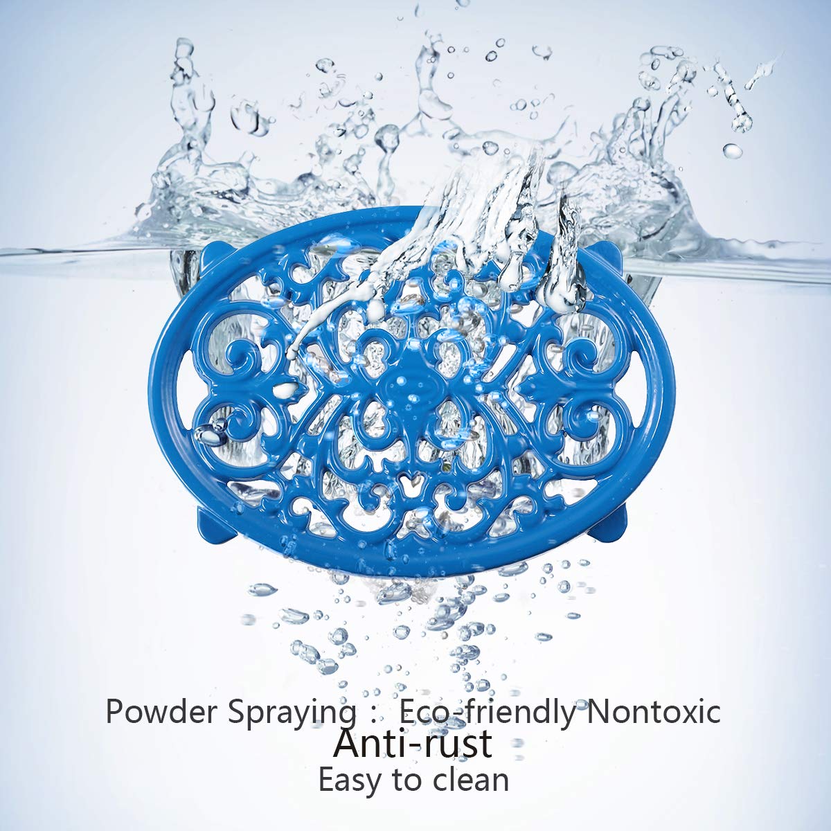 Round Cast Iron Trivet Royal Blue Trivet Mats Metal Trivets For Kitchen Dining Table Oval Shape