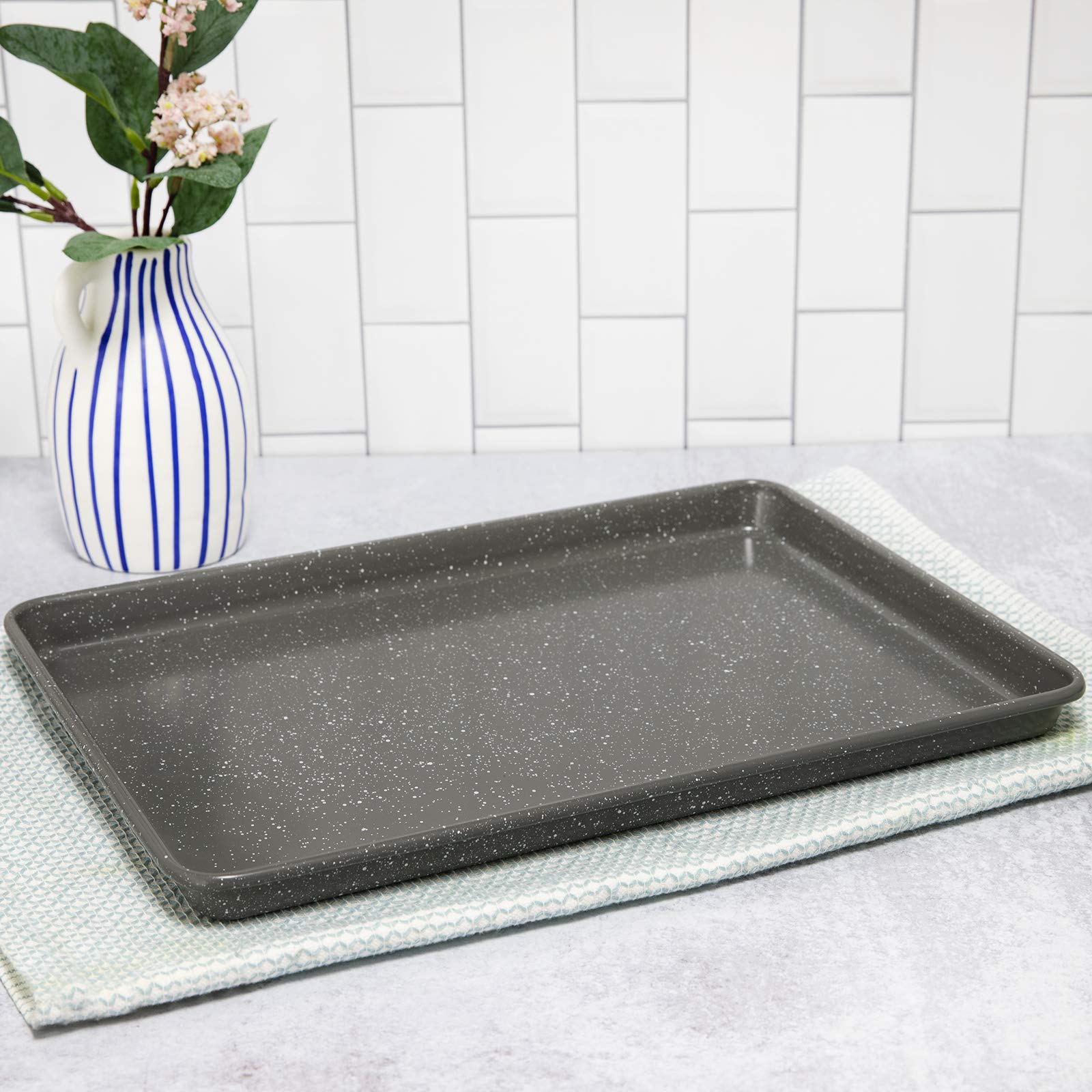 Cook With Color Bakeware Non Stick Baking Sheet, Speckled 9X13 Inch Classic Cookie Sheet, Roasting Sheet (Grey)
