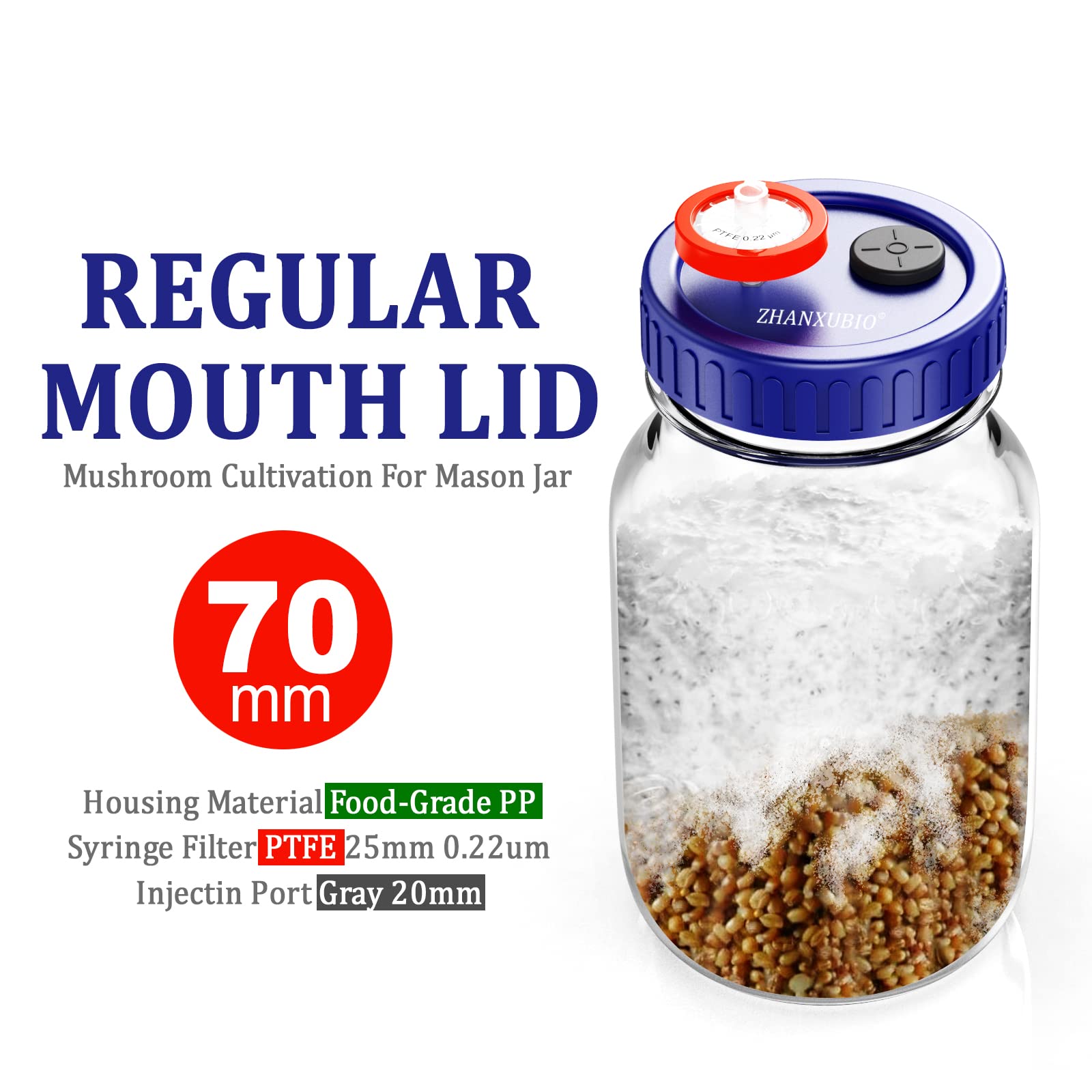 Mushroom Jar Liquid Culture Lid Wide Mouth Rejular Mouth Food Grade Plastic Grain Spawn Cultivation Mason Jar Lid With Ptfe Memb