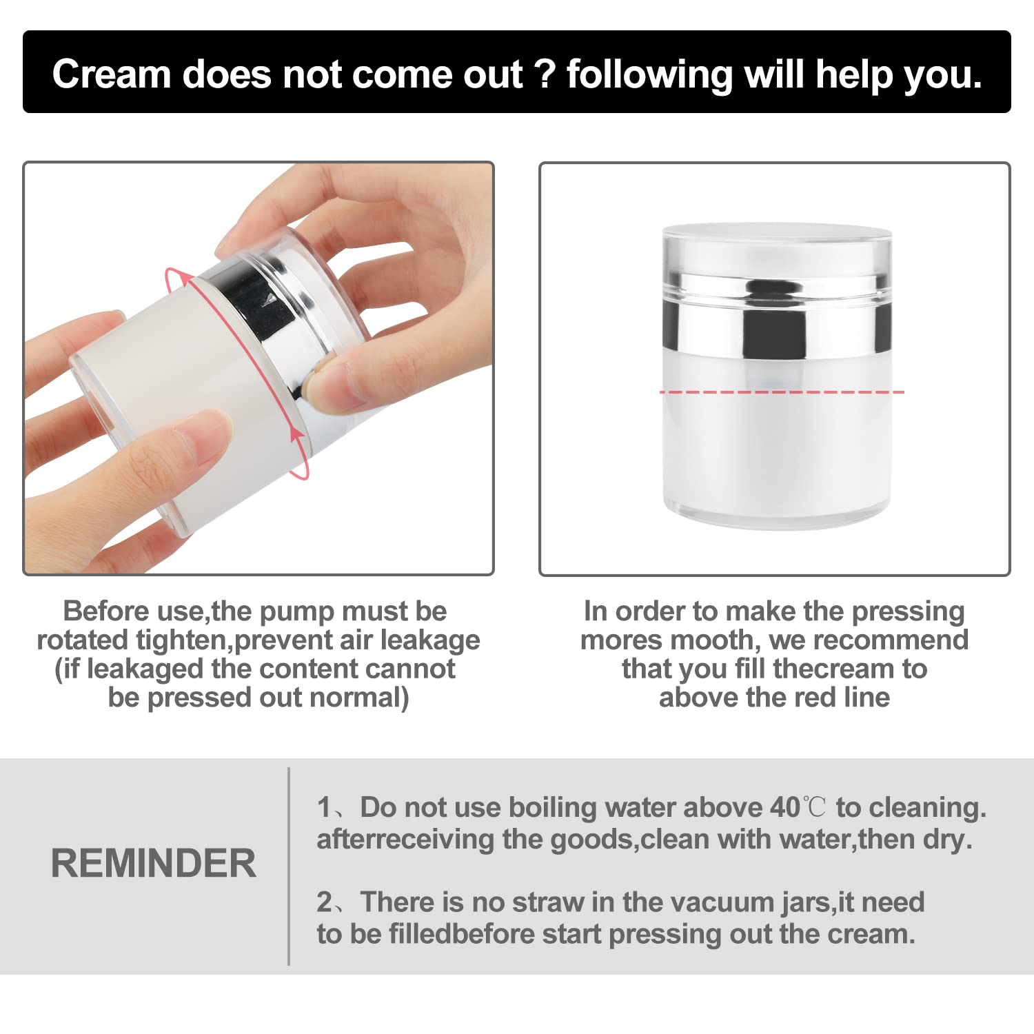 Dmuuudm 4 Pack 1 Oz/30Ml Airless Pump Jar,Empty Refillable Acrylic Vacuum Cosmetic Face Cream Jar With Press Pump,Portable Airle