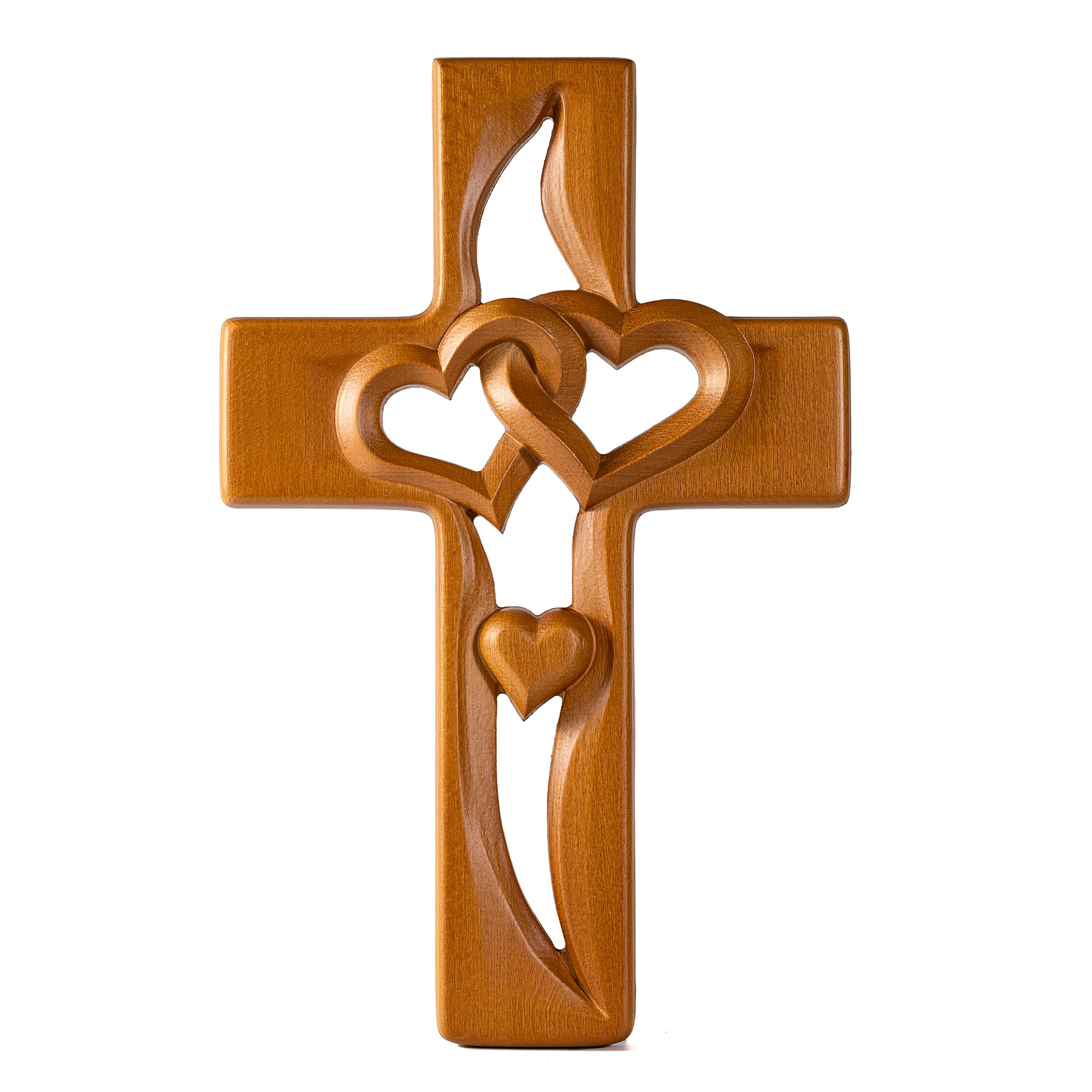 BGCOPPER Marriage Cross for Wall Love Wall Decor, Handmade Wooden Intertwined Heart Wall Cross for Wedding Valentine Christmas G