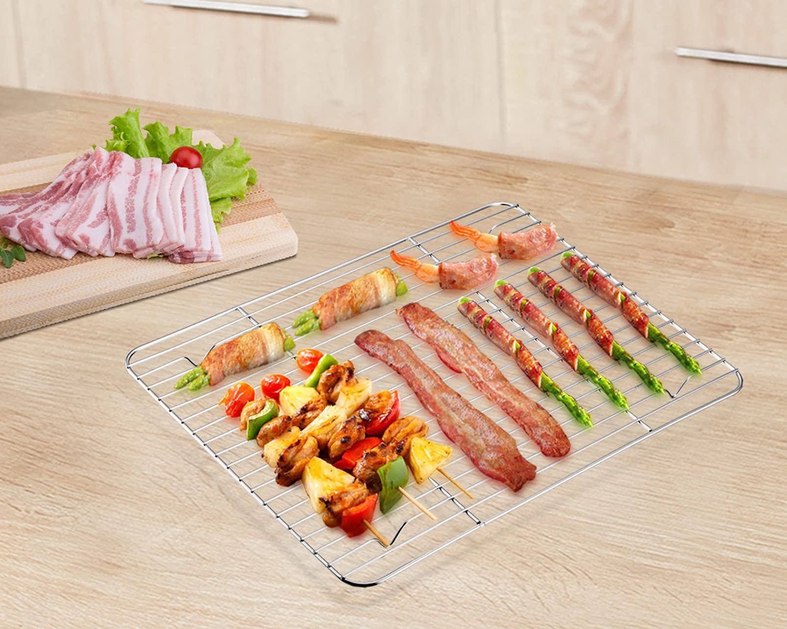 P&P Chef Mini Baking Cooking Rack, 4 Piece Stainless Steel Wire Rack For Cooling Oven Kitchen Use,Fits Small Toaster Oven, Recta