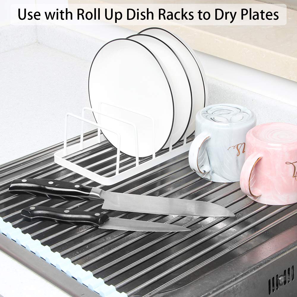 Tomorotec Dish Plate Storage Drainboard 2-Pack, Alloy Steel Kitchen Pot Lid Holder Dish Plate Drying Rack Drainer Stand Multifun