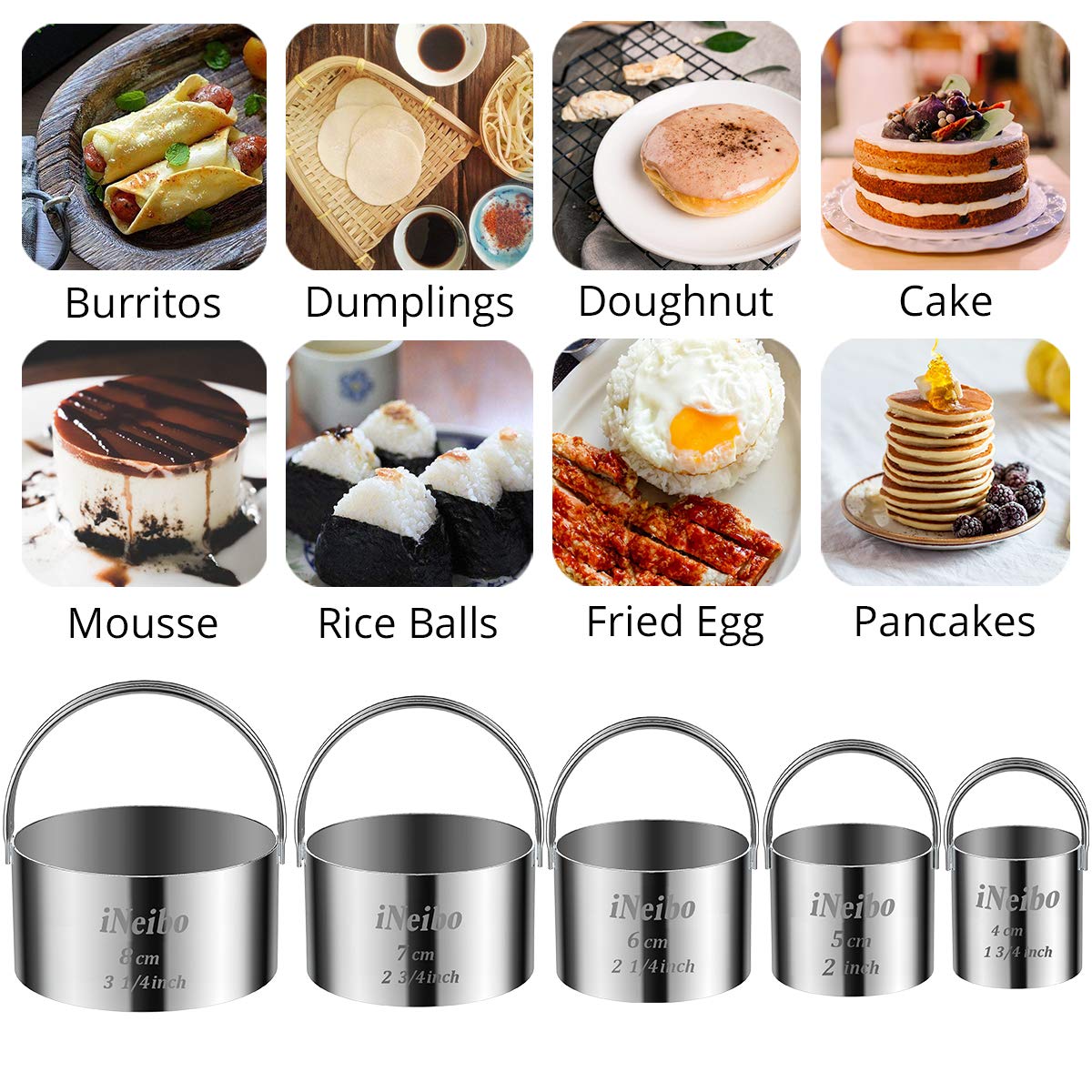 Ineibo Biscuit Cutter Set, Cookie Cutter, Round Shape Circle Scone Cutters, Pastry Dough Baking Cutter, Shapes Pastry Cutter For