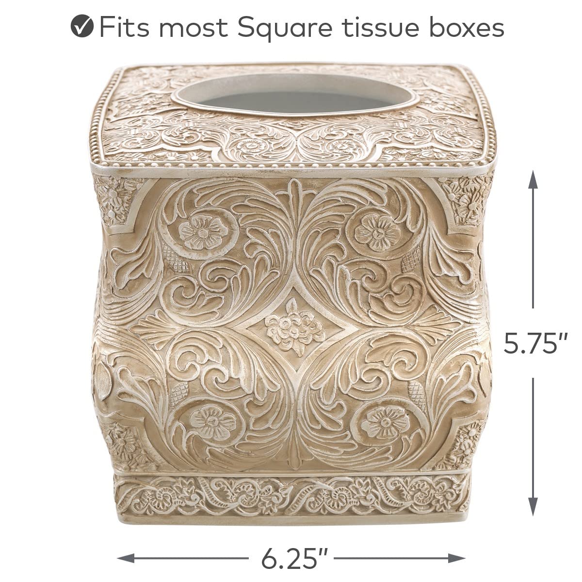 Creative Scents Square Tissue Box Cover - Decorative Bathroom Tissue Holder Is Finished In Beautiful Victoria Collection For Cut