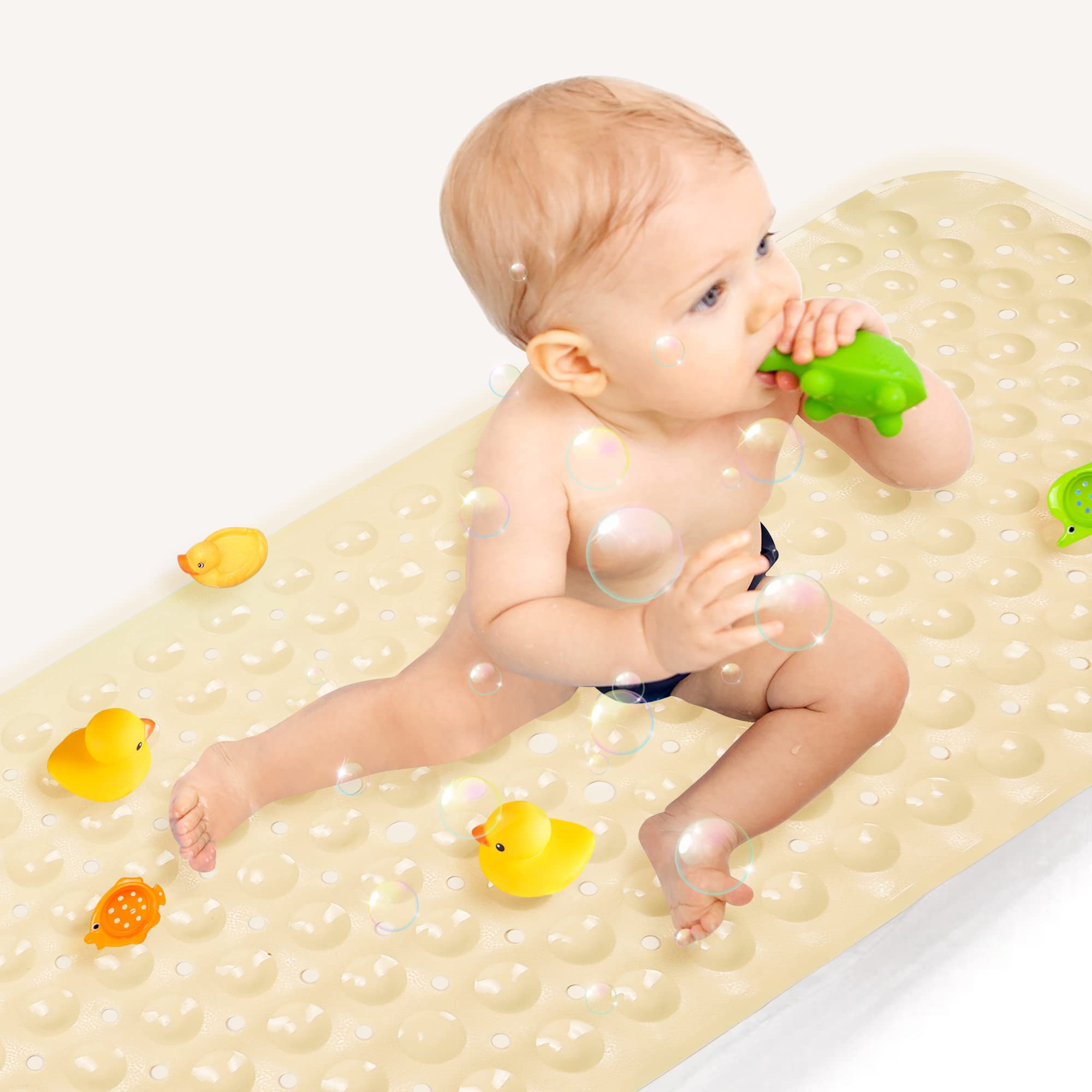 Sheepping Baby Bath Mat For Tub Non Slip Extra Long Cover Bathtub Mat For Toddler Kids 40 X 16 Inch - Eco Friendly Infant Bath T