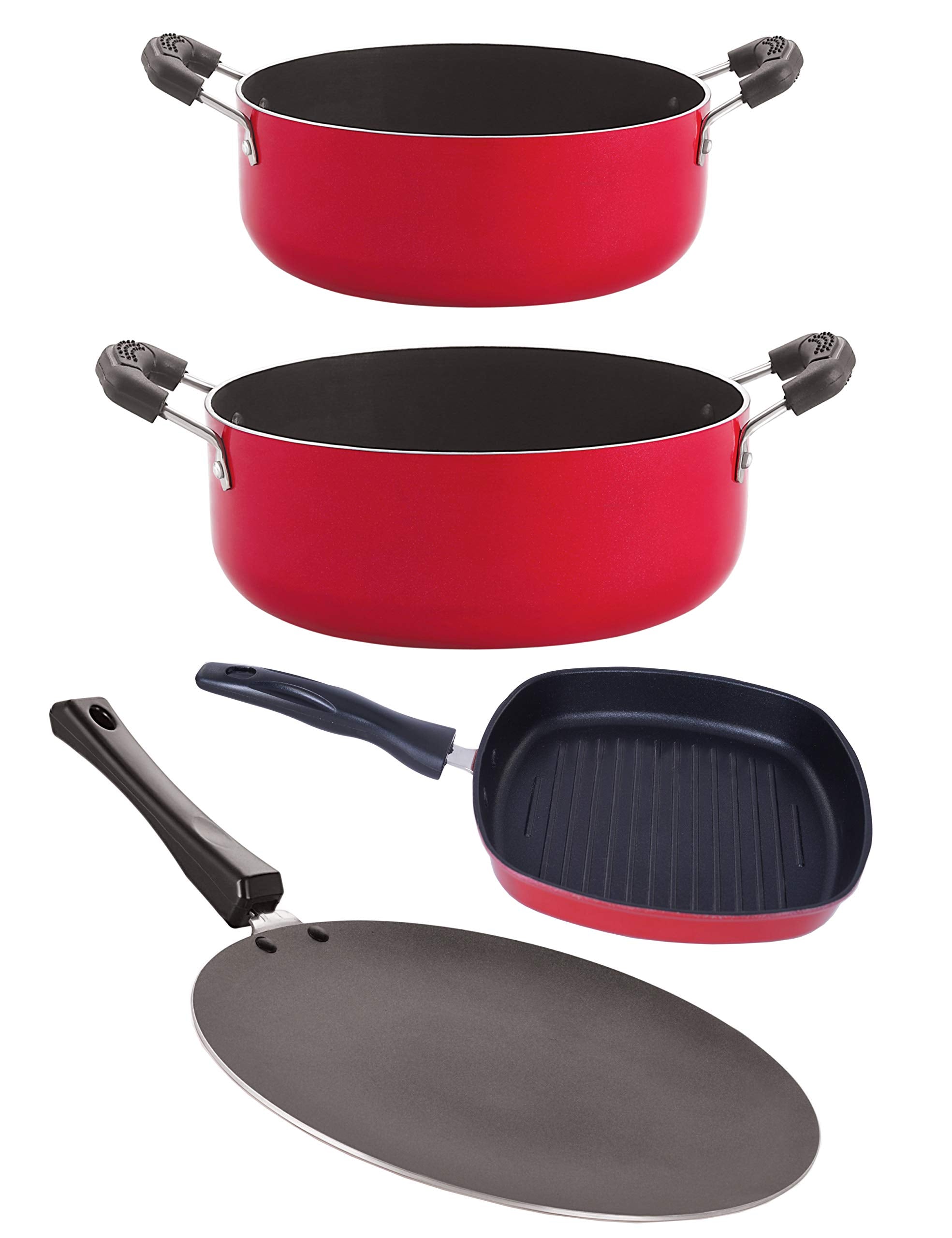 Nirlon NonStick Aluminium Cookware Essential Combo Gift Set Offer With Bakelite Handle (Ct11_Cs22_Gp22.5_Cs24)
