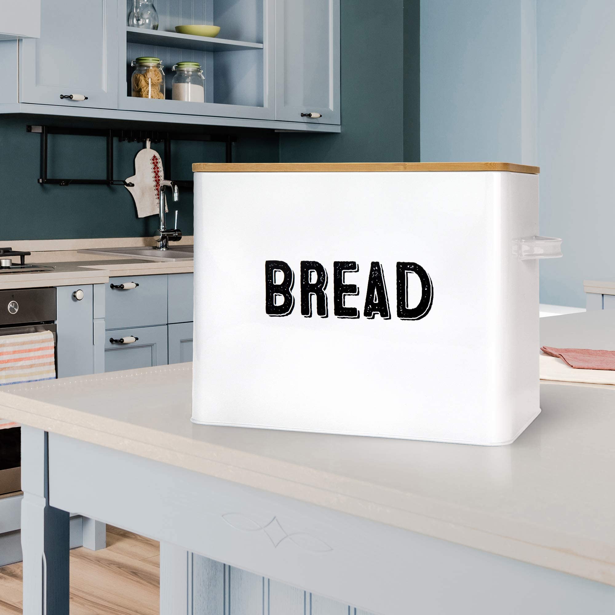 Granrosi Large White Bread Box For Kitchen Countertop, Bread Storage Container, Breadbox, Bread Container, Bread Boxes, Bread Ke