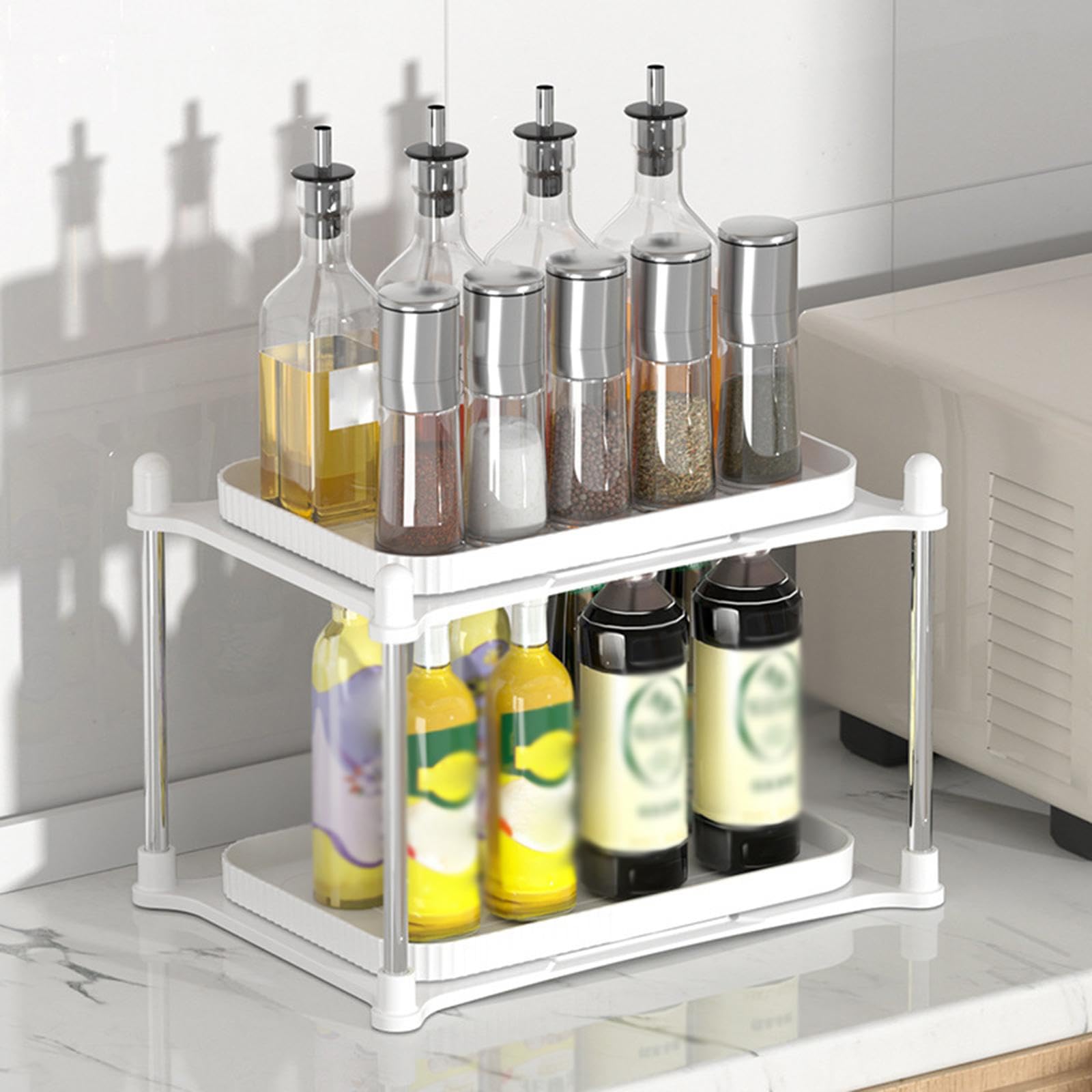 Merishopp Double Layer Seasoning Rack Spice Storage Rack For Kitchen Household Cabinet