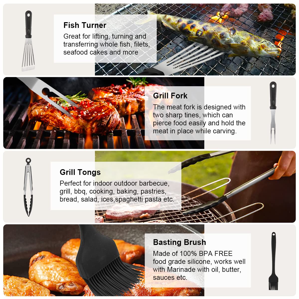 Luyata 39PCS Griddle Accessorie Kits  Outdoor Grilling Tools for Blackstone and Camp Chef  Stainless Steel BBQ Accessorie Grill Spatula Set With Basting Cover Chopper  Scraper  Bottle  Tongs  Egg Mold