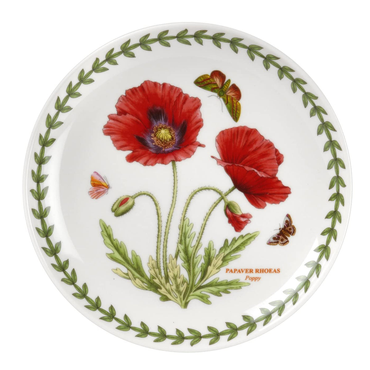 Portmeirion Botanic Garden 6'' Coupe Plate - Set Of 4 | Poppy Motif | Porcelain | Chip-Resistant Glaze | Dishwasher, Warm Oven,