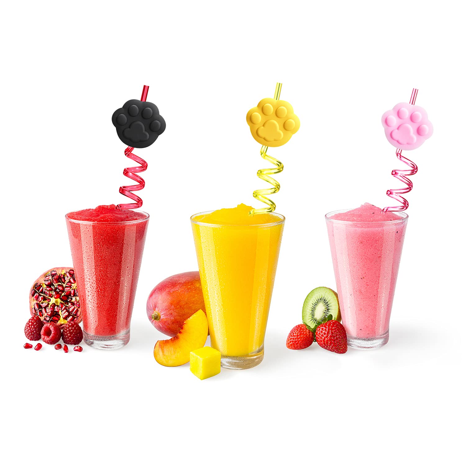 24 Paw Print Drinking Straws With 2 Pcs Patrol Straws Cleaning Brush For Pet Dog Puppy Pals Cat Birthday Party Supplies Decorati