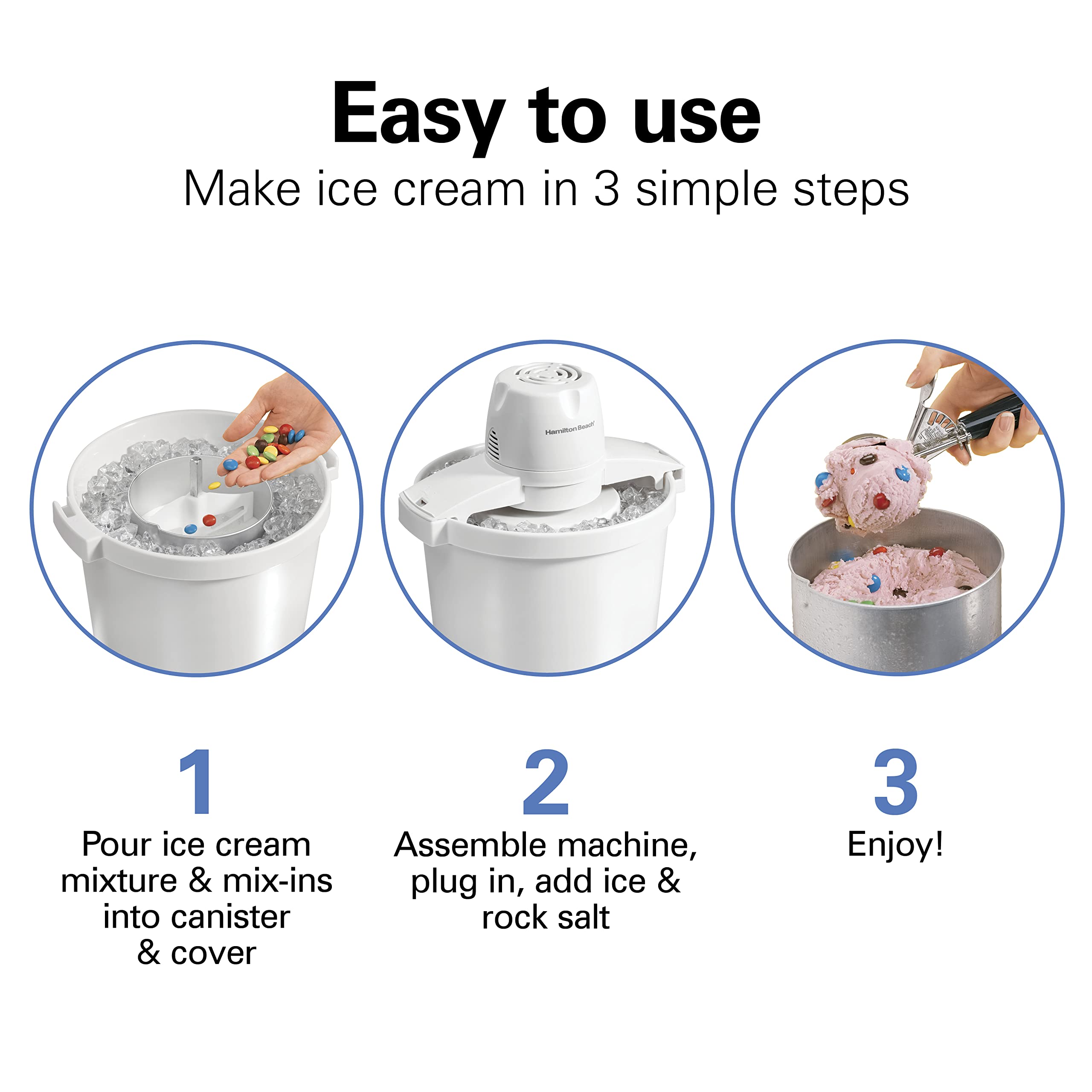 Hamilton Beach Ice Cream Maker, 4 Quart, White, Model 68330N, Makes Custard, Sorbet, Gelato, and Sherbet