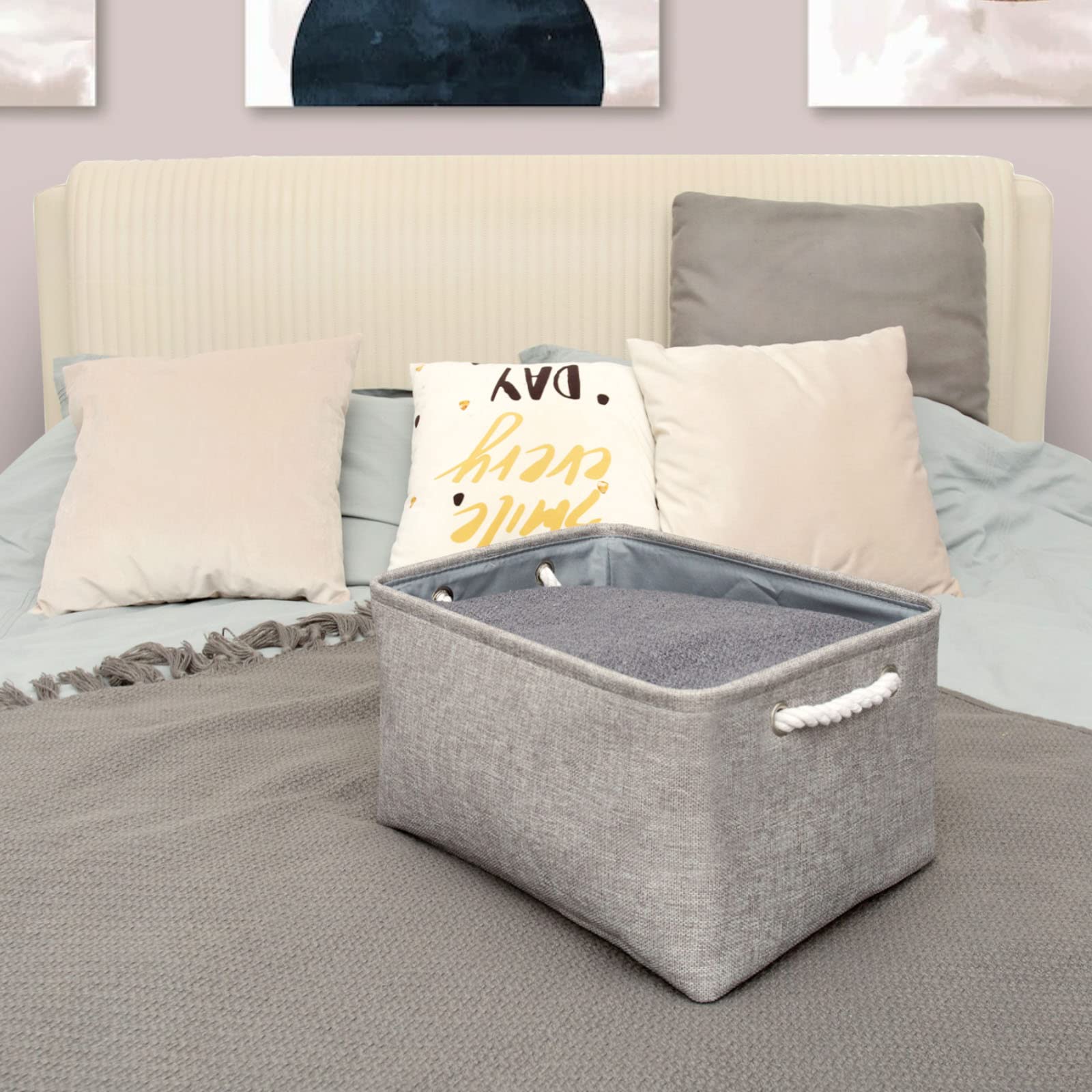 TheWarmHome Storage Bins for Shelves - 11.8x7.9x5.2 inch Grey Small Storage Baskets for Organizing  Fabric Storage Cubes Closet Organizer for Home Nursery Baby Toy Gift Laundry Decorative (Gray)
