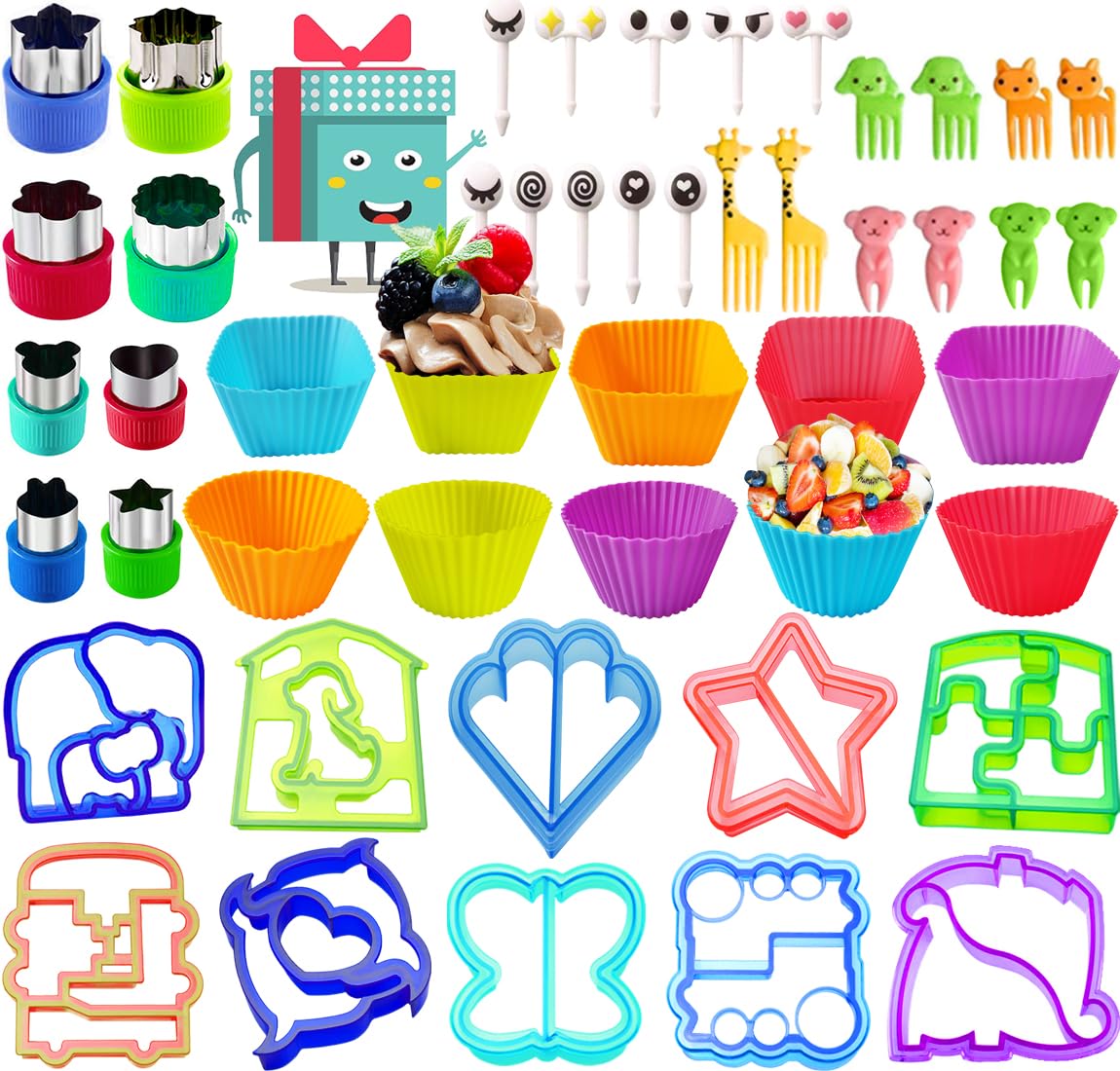 Sandwich Cutters for Kids Bread Vegetable Fruit Cookie Cutter Bento Box Complete Supplies and Accessories and Uncrustable Sealer