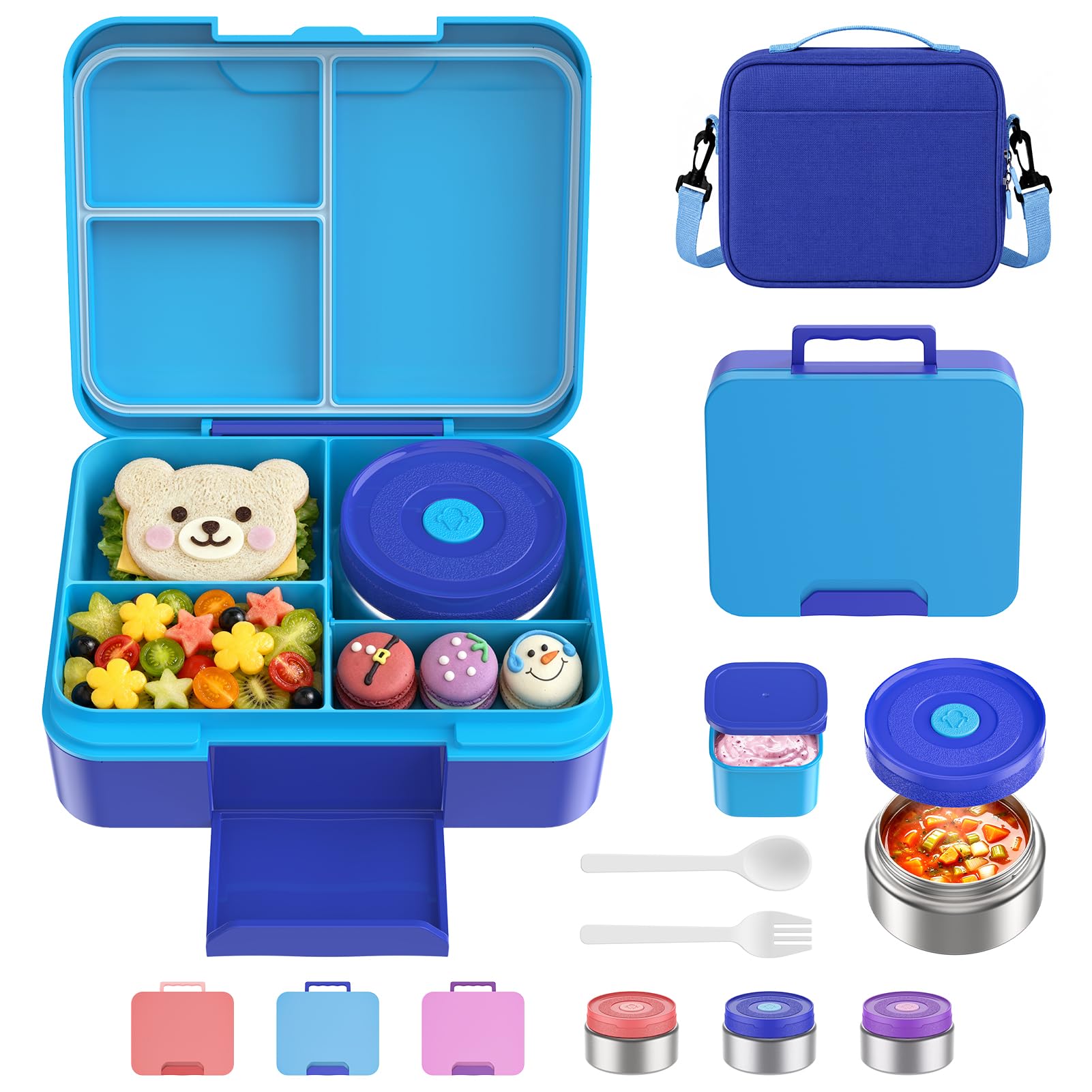 Winproper Bento Lunch Box Set for Kids with 8.5oz Hot Food Jar LeakProof Lunch Food Container with Insulated Lunch Bag for Todd