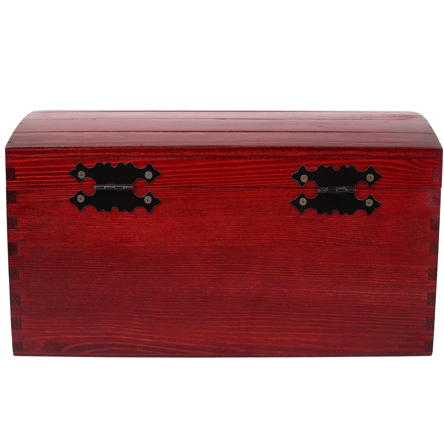 Creative Deco Large Wooden Storage Box Burgundy with Hinged Lid | 13.58x9.84x7.55in | Keepsake Treasure Chest Trunk | Memory Box