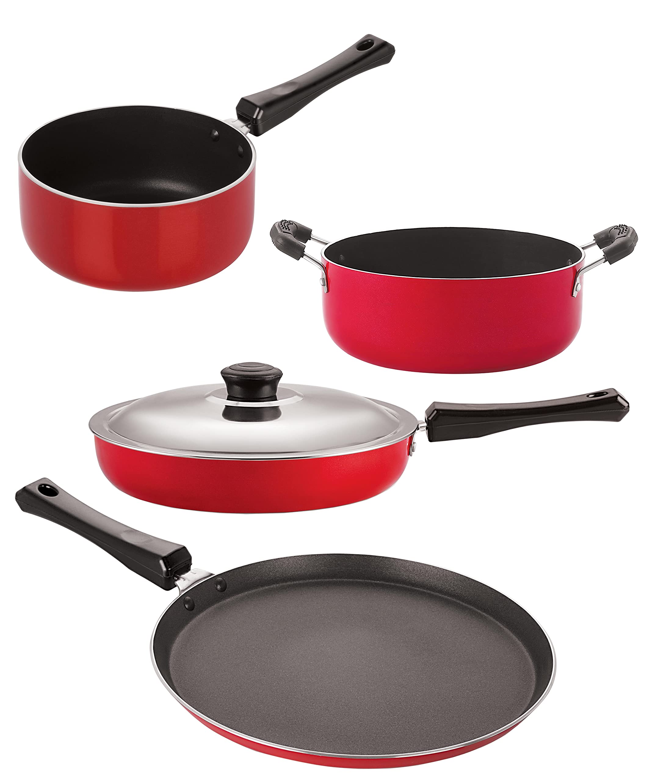 Non Stick Cookware Pots & Pan Gift Set Of 4 Pieces With Bakelite Handle (Ft10_Fp12_Sp(B)_Cs24)