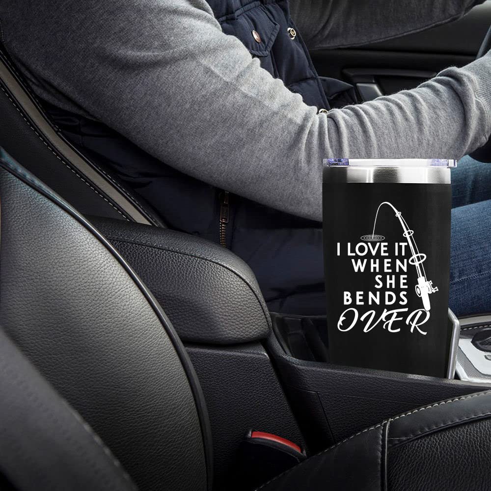 Fishing Gifts For Men Gifts For Fathers Day 20Oz Black Bend Over Fishing Travel Tumbler Birthday For Grandpa Dad Uncle Boyfriend