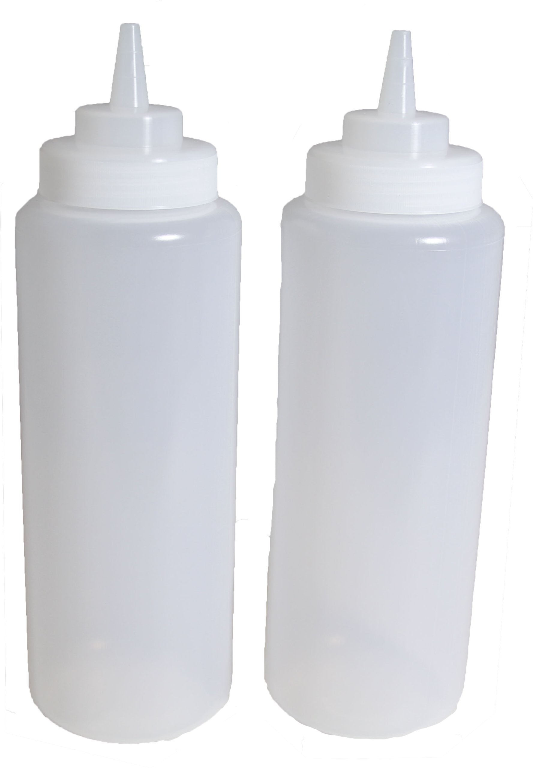 SET of 3, 32 Oz. (Ounce) Large Clear Squeeze Bottle, Condiment Squeeze Bottle, Open-tip, Wide Screw-on Spout, Polyethylene Durab