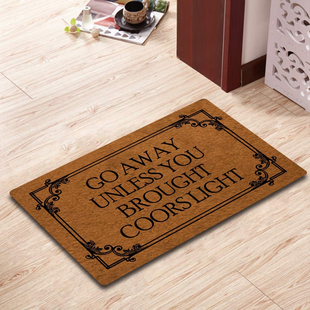 Ifhuh Go Away Unless You Brought Doormat Funny Welcome Mat Front Door Mat Rubber Non Slip Backing Funny Doormat Indoor Outdoor R