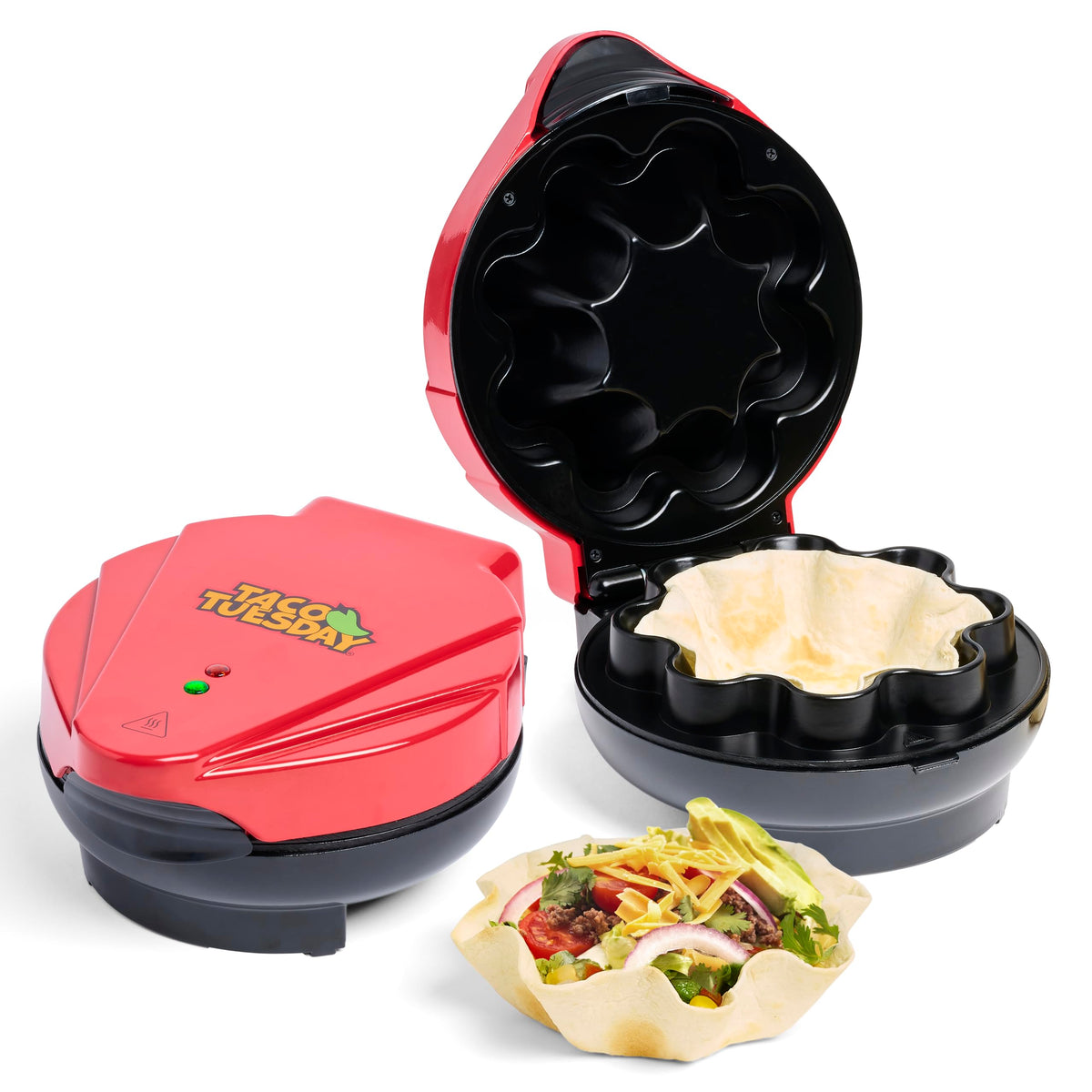 Nostalgia Taco Tuesday Tortilla Bowl Maker For Baked Taco Bowls, Tostadas, Salads, Dips, Appetizers, And Desserts, 8 To 10 Inch