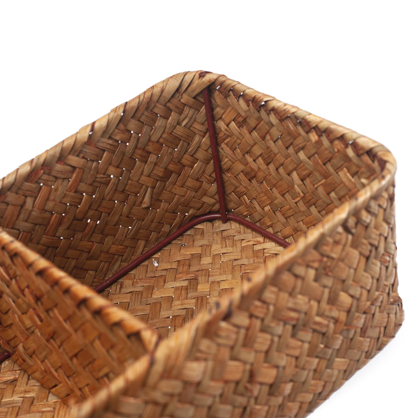 Seagrass Storage Basket Woven Shelf Baskets For Bathroom Vanity Dresser Organizer 14.6Inch X 4.7Inch X 3.1Inch