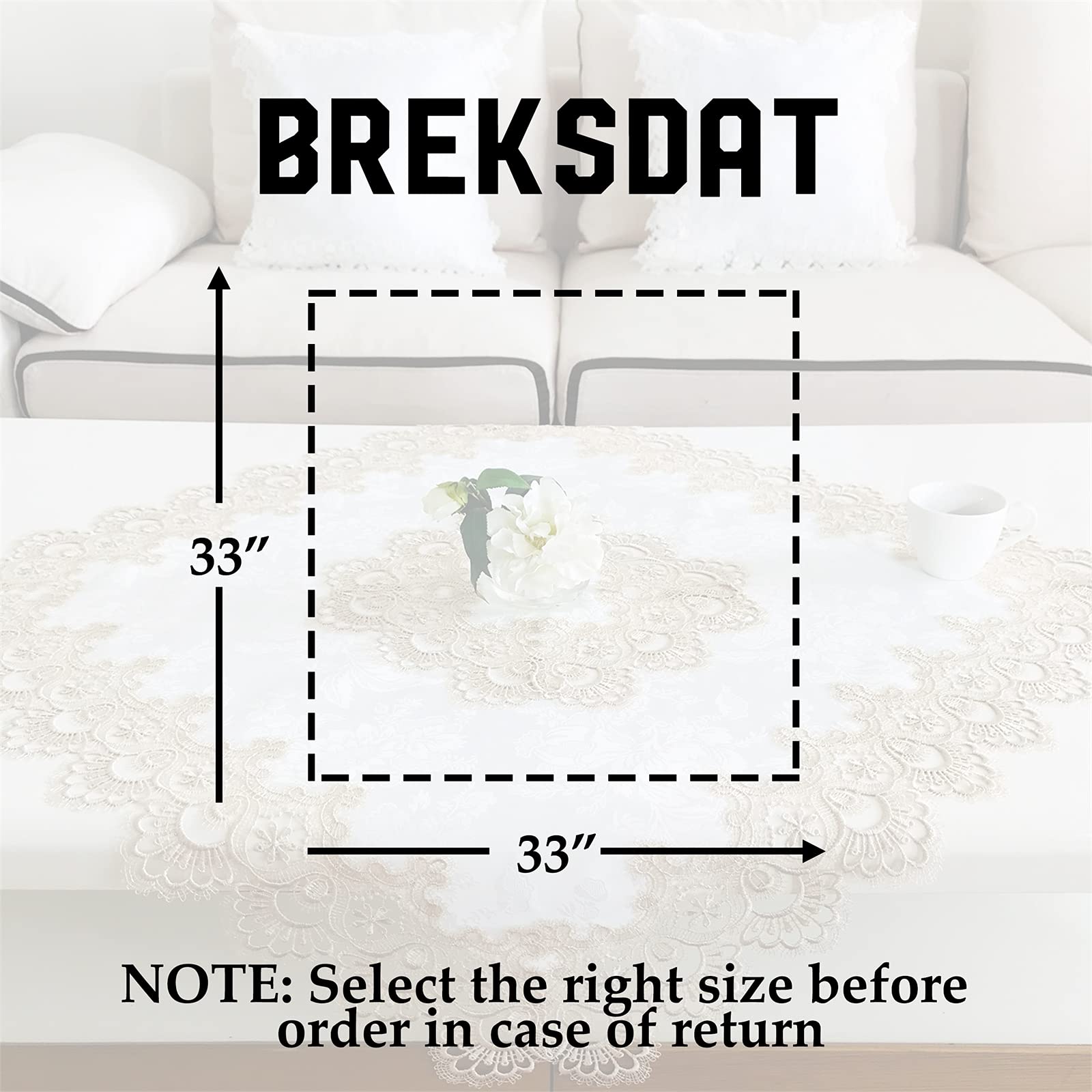 Breksdat Round Tablecloth White Lace 70 For Wedding Dining Tables Banquet Holiday Party Washable Fabric Carnation Flower Decor