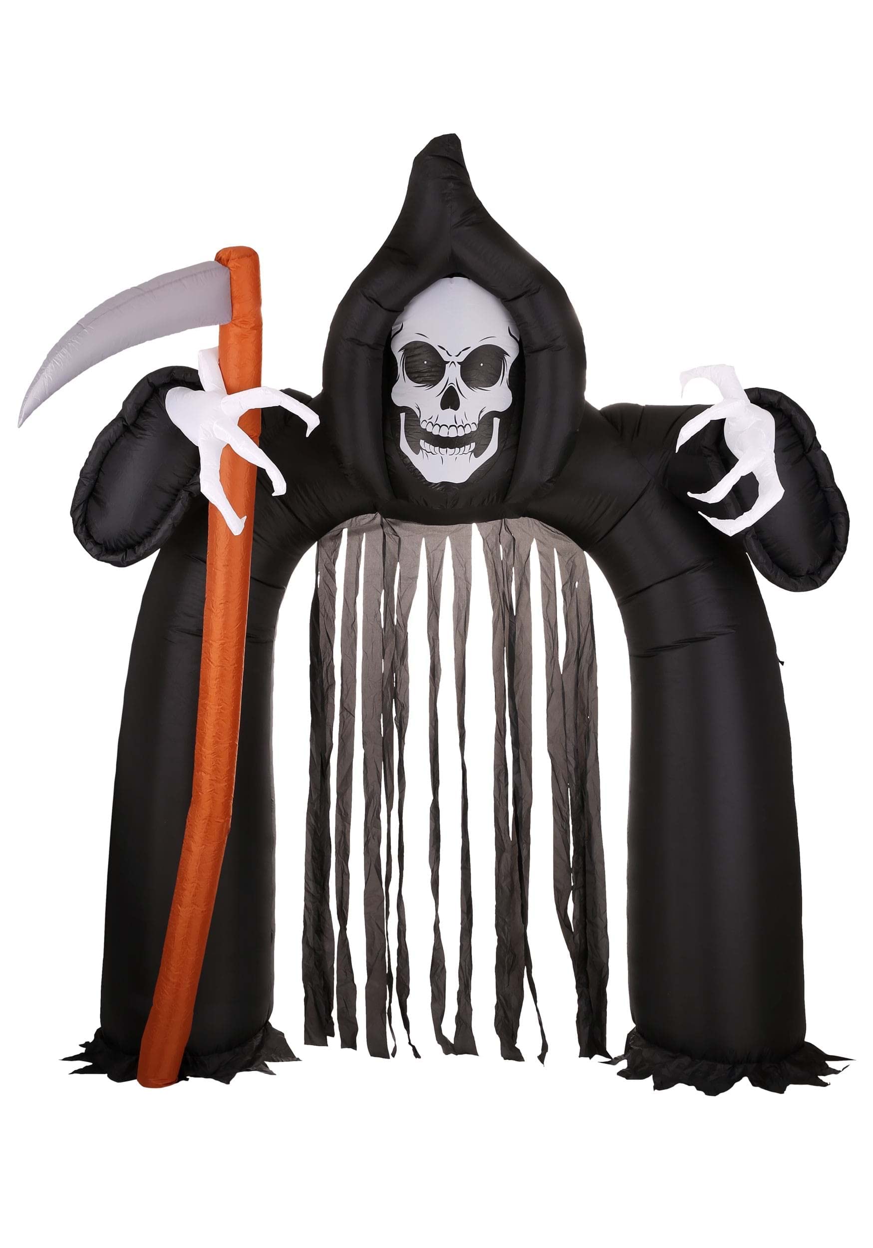 Fun Costumes 9.5FT Grim Reaper Death Inflatable Archway Outdoor Decoration, Black Airblown Graveyard Front Yard Display Decor