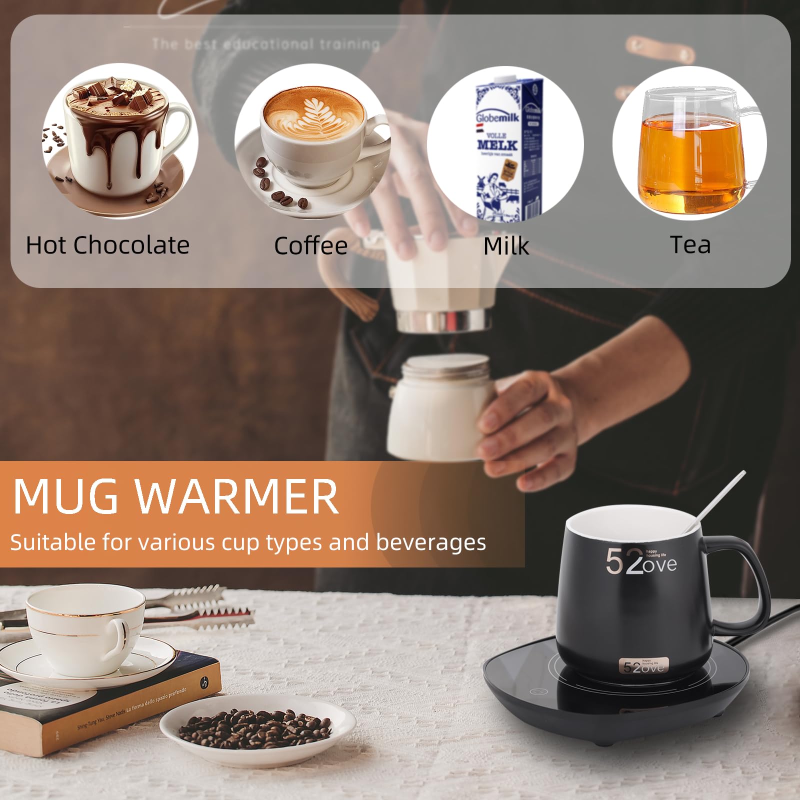 Coffee Mug Warmer,Coffee Warmer For Desk, Gravity Auto On/Off, For Heating Drinks, Milk, Tea And Hot Chocolate (With Mug)