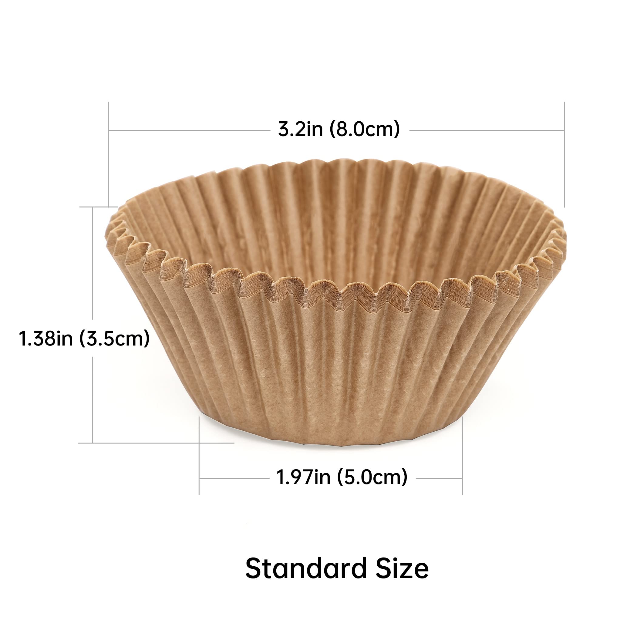 Bake Choice Non-Stick 200Pcs Standard Cupcake Liners For Baking, Natural, Food-Grade Cupcake Wrapper, Greaseproof Parchment Muff