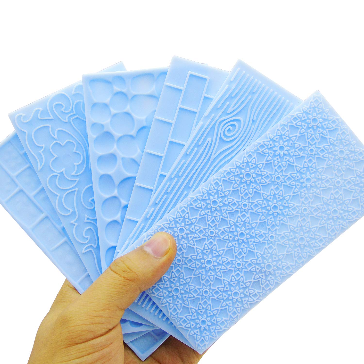 Grosun 6 Packs Fondant Impression Mat Fondant Texture Mats Clay Mold Set Lace Embossing Mat Fondant Cake Embossed Impression She