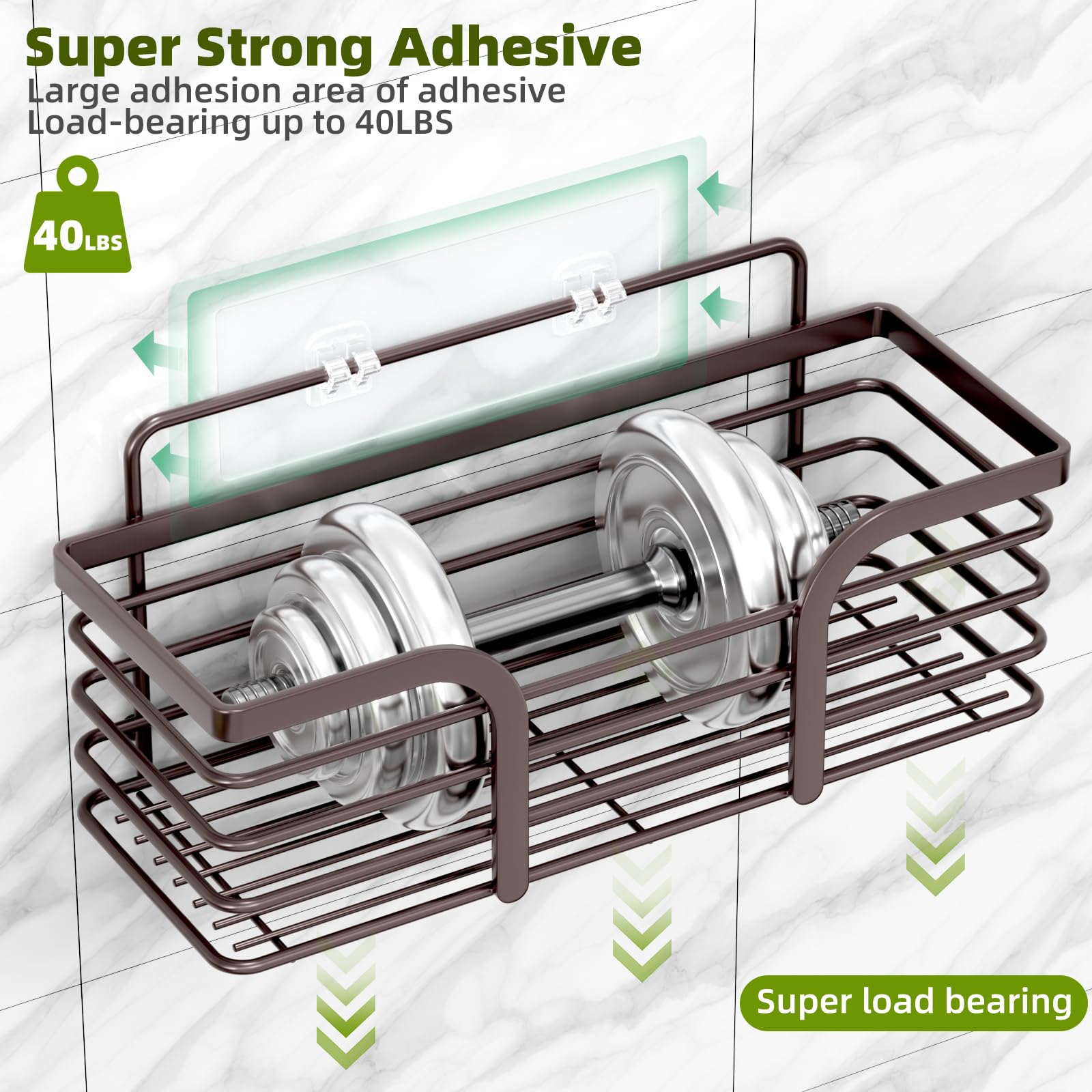 Yougai Shower Caddy 3 Pack, No Drilling Stainless Steel Hanging Shower Organizer Set, Strong Adhesive Shower Organizer For Bathr