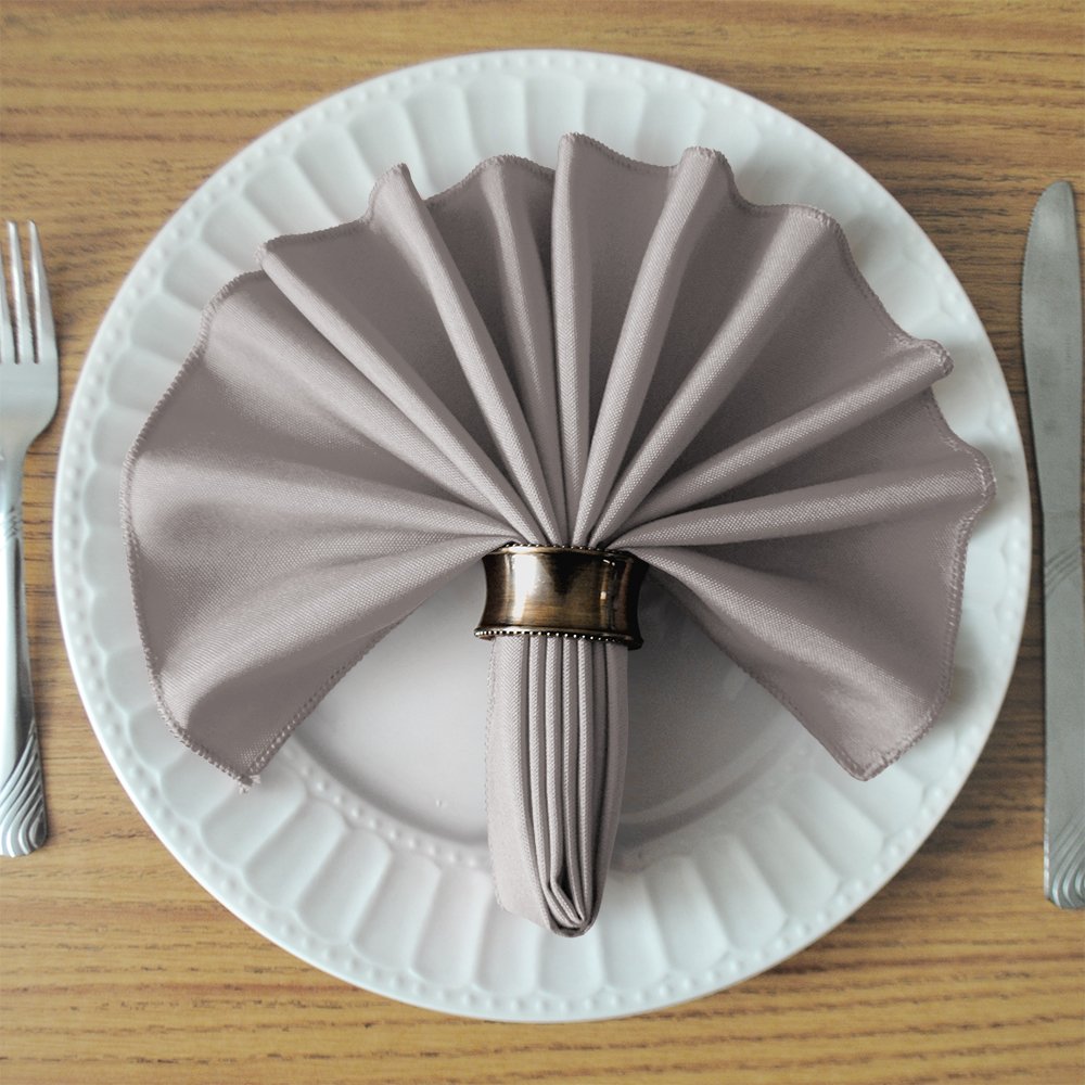 Tablelinensforless 17X17 Inch Polyester Cloth Napkins, Set Of 6 (Silver)