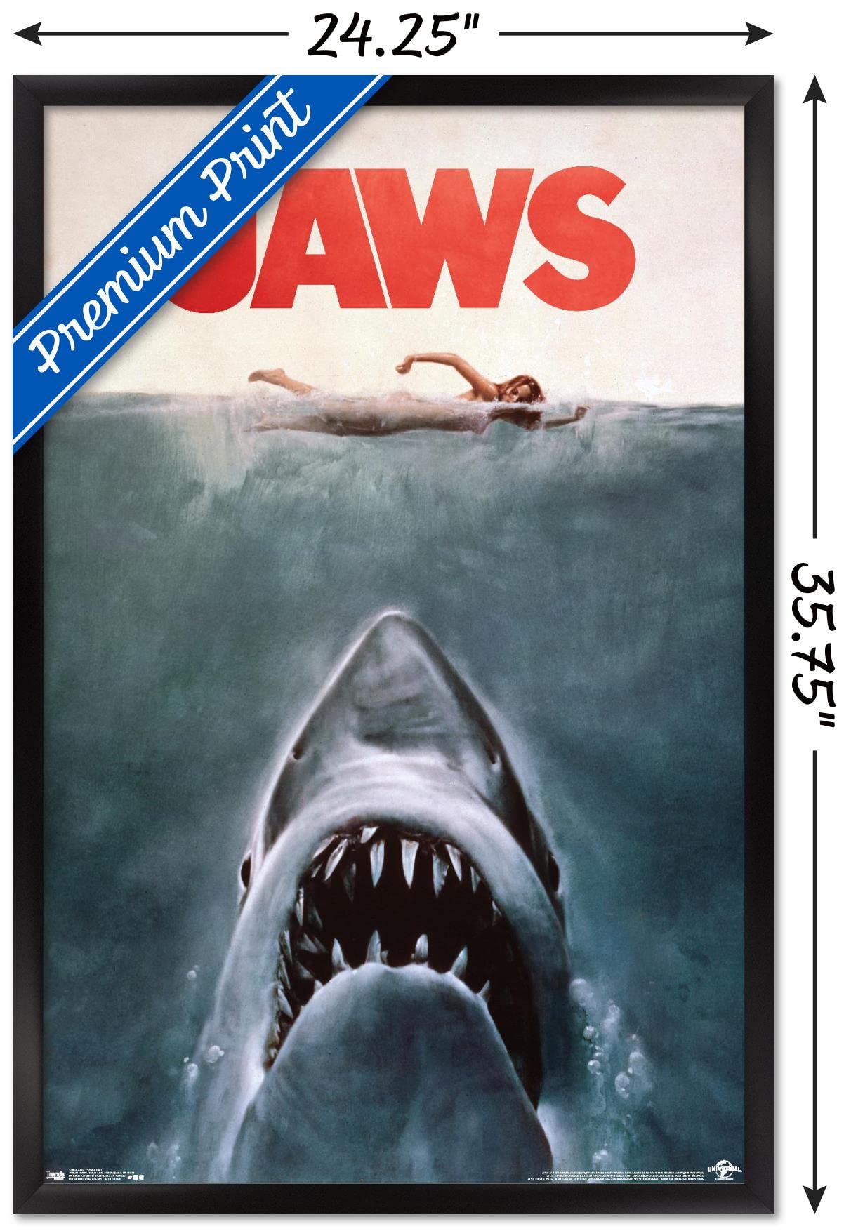 Trends International Jaws - One Sheet Wall Poster, 22.375'' X 34'', Black Framed Version