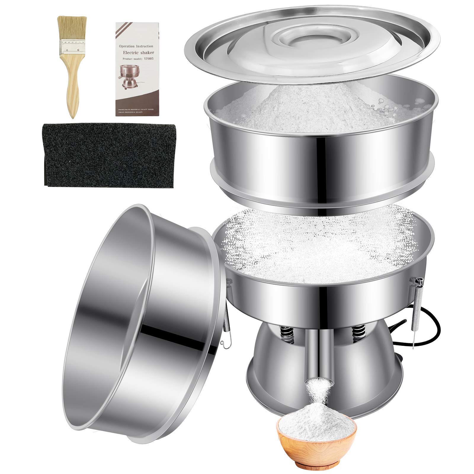 Sidasu Automatic Powder Sifter Machine 10 Mesh 60 Mesh Automatic Sieve Shaker Vibrating Machine 110V Stainless Steel Sieve Shake