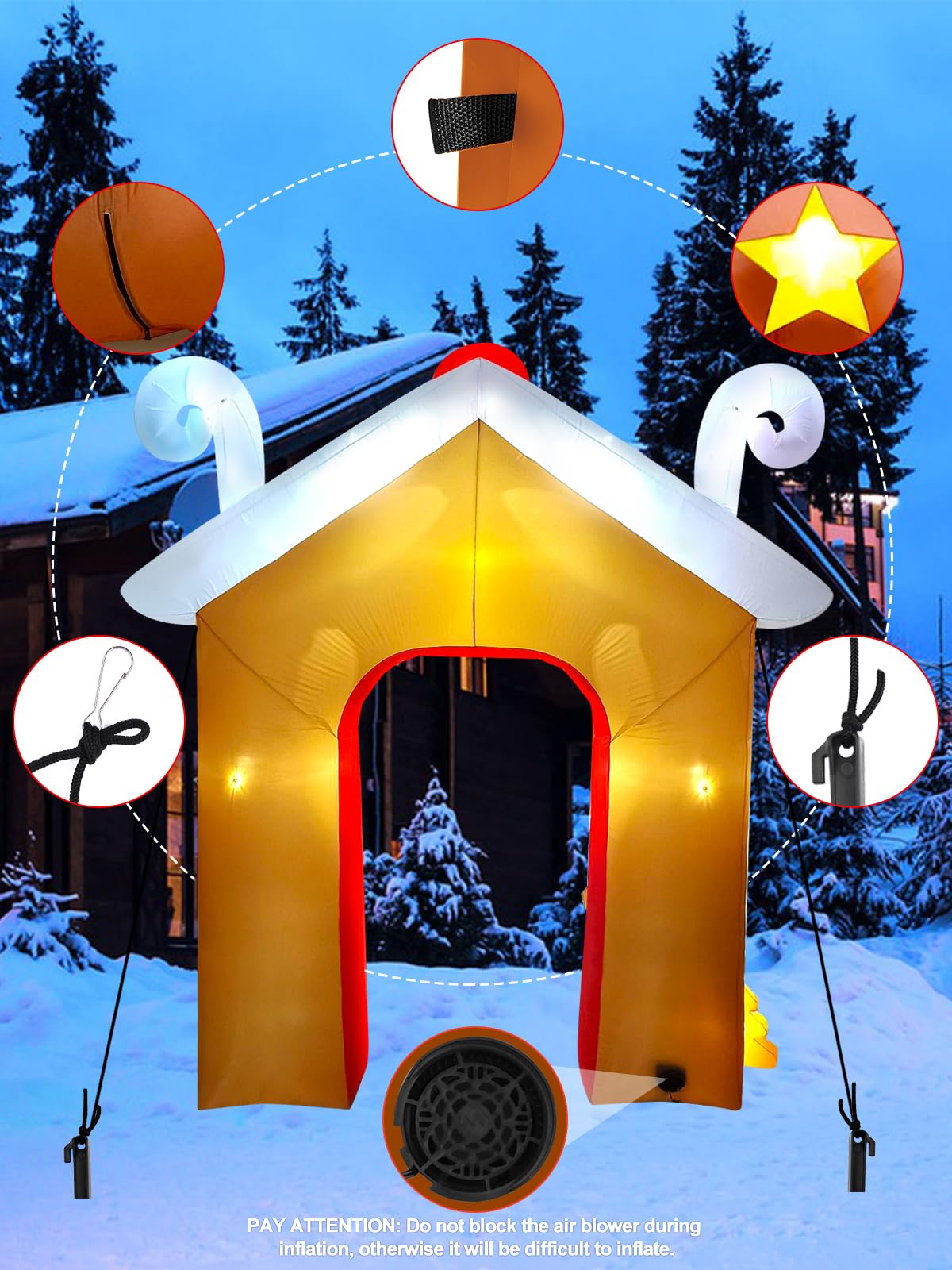 Lanstics 10FT Christmas Inflatables Arch for Outdoor Decoration, Xmas Gingerbread Man Snowman Blow Up Yard Decorations with Buil