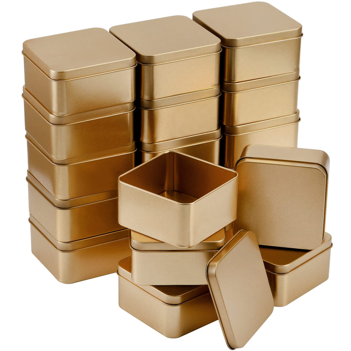 Peohud 20 Pack Tin Boxes With Lids, Empty Metal Tins, Portable Storage Metal Tin Container Organizer For Cookie, Candy, Treats,