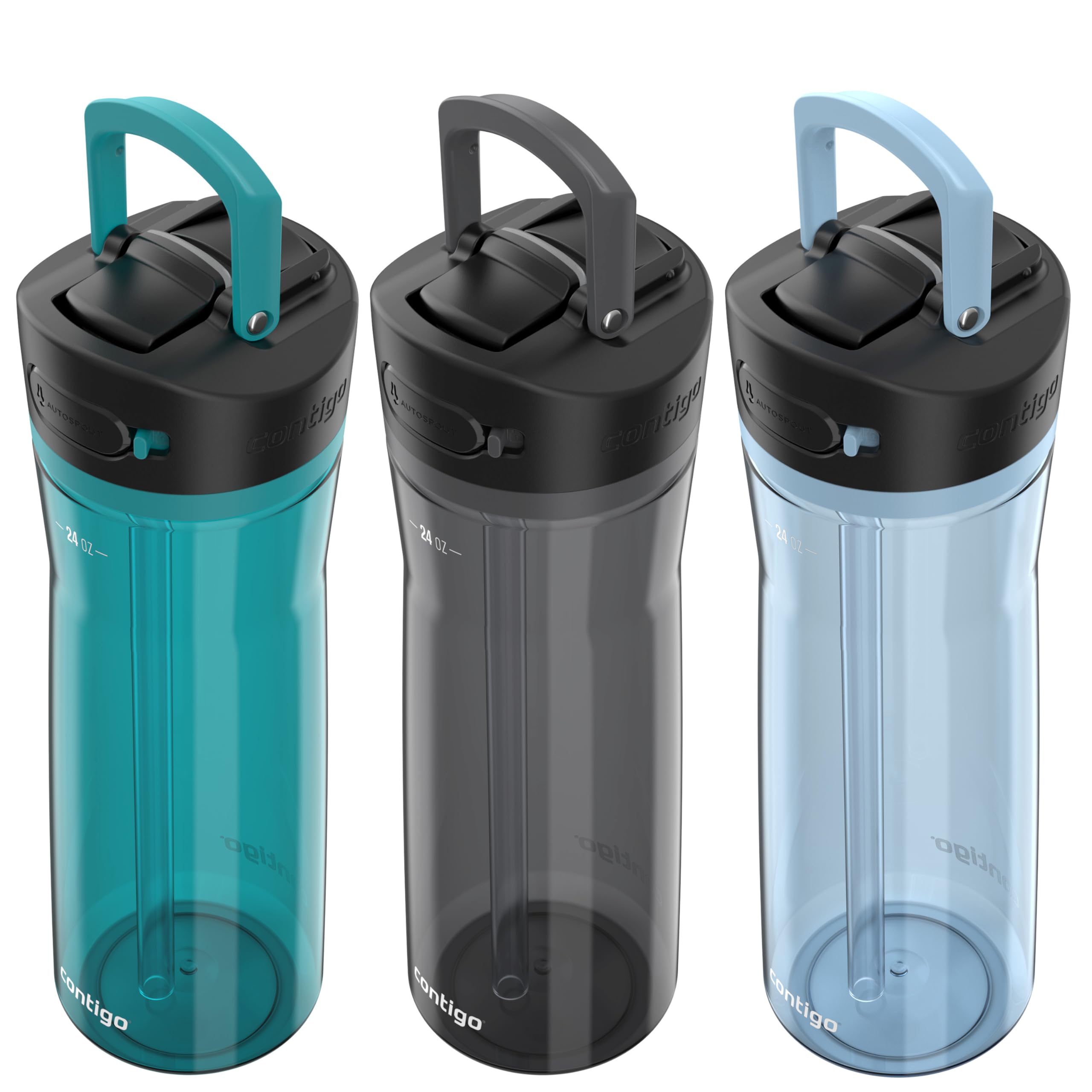 Contigo Ashland 2.0 Autospout Water Bottle, 24 Oz, 3-Pack