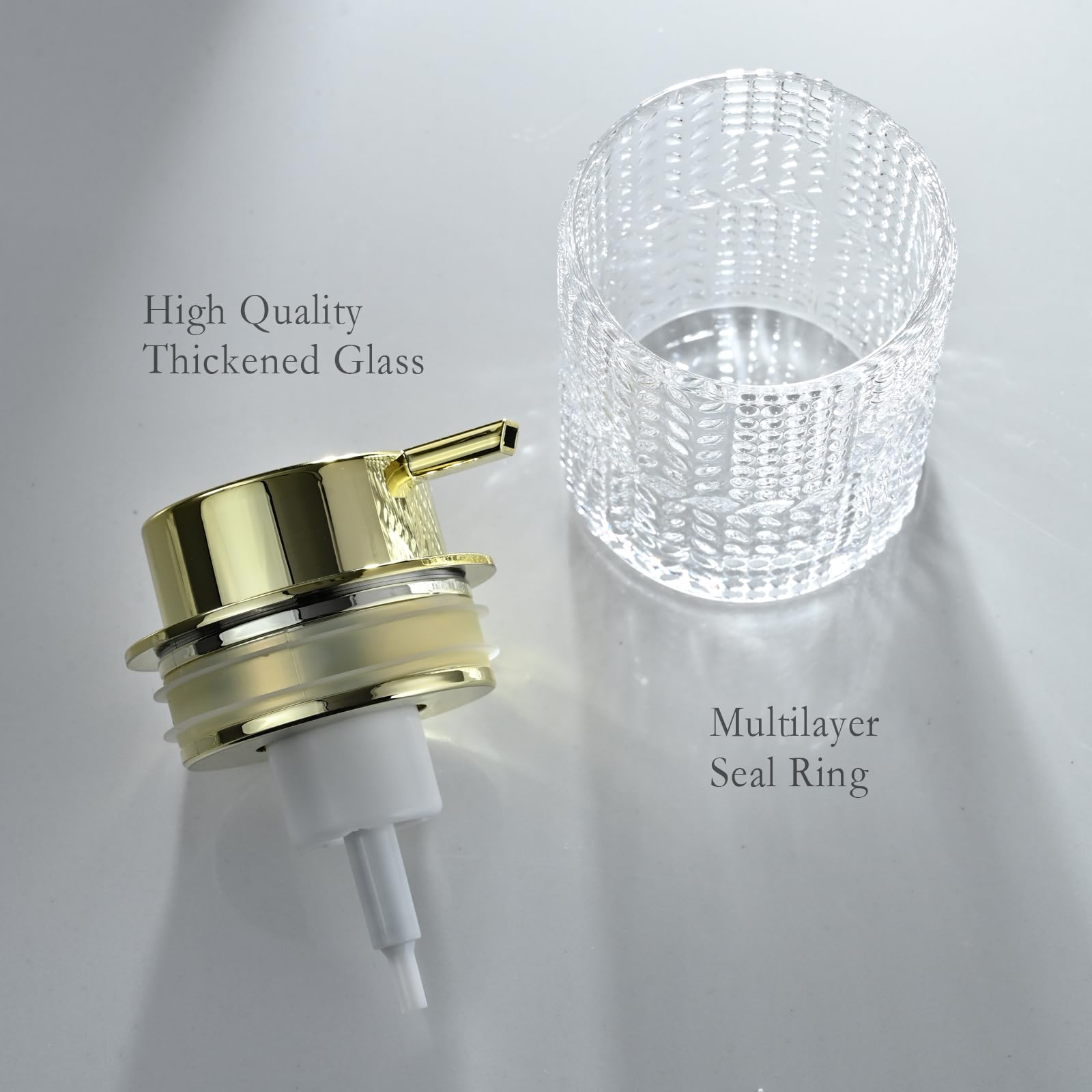 Cicufy Foaming Glass Soap Dispenser,Hand Foam Soap Dispenser For Kitchen & Bathroom-2 Pack(B-Type Clear Glass/Gold Pump)