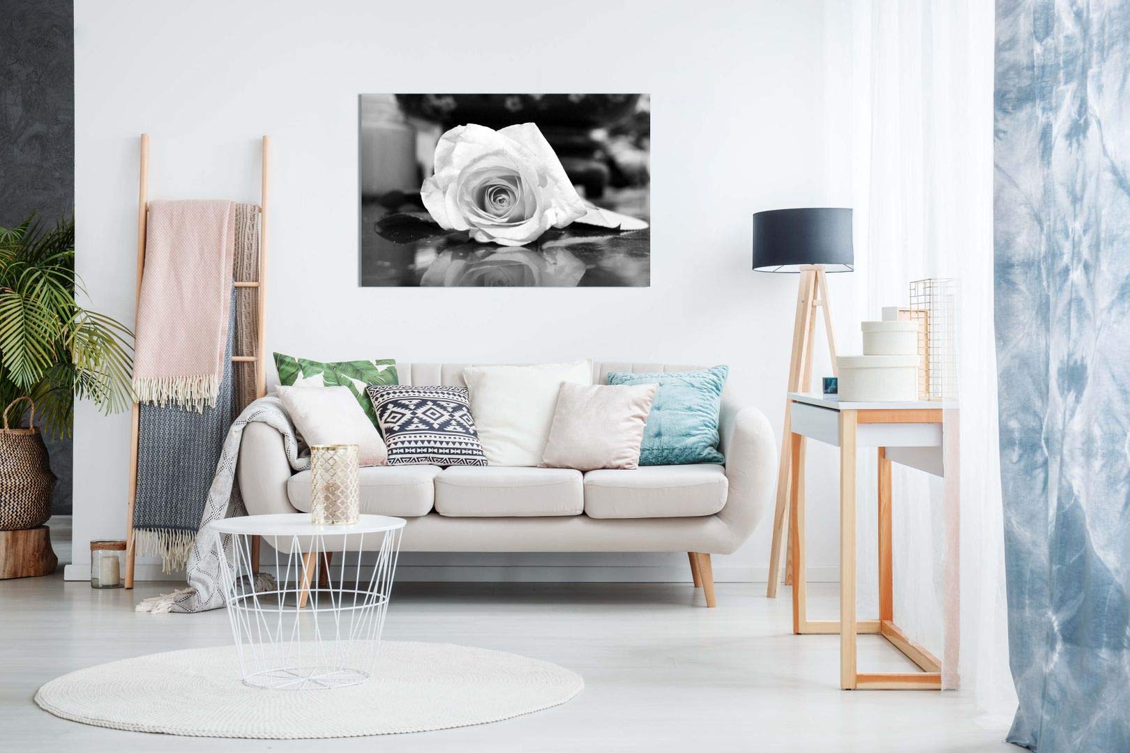 Black & White Rose Canvas Wall Art Picture Print (18X12In)
